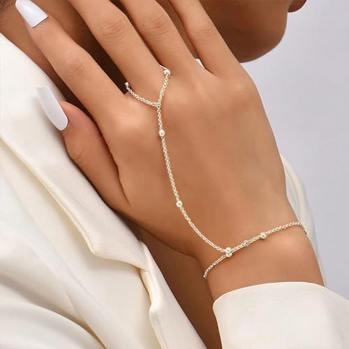 E1:Silver Big Beaded Hand Chain
