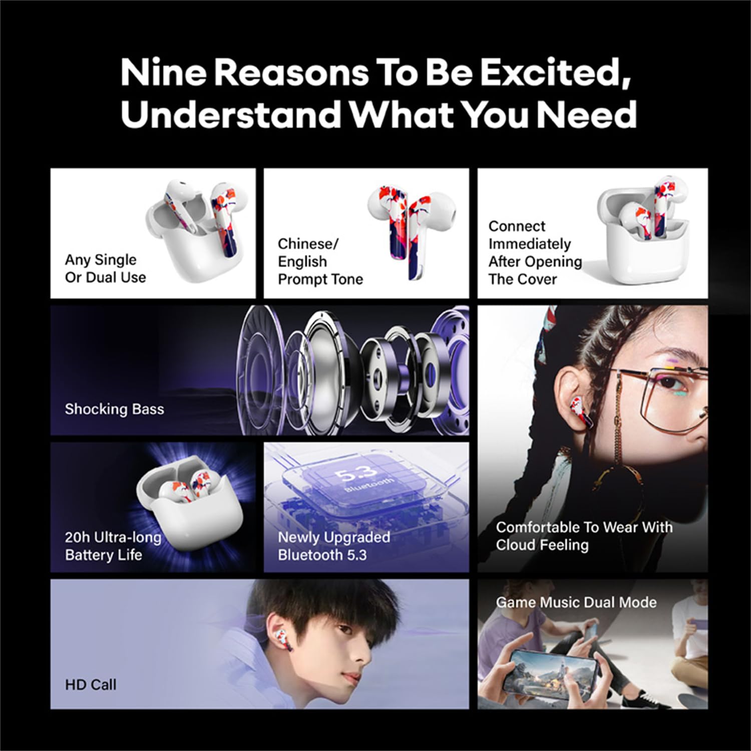 Sabbat M200 Bluetooth 5.3 Wireless Earbuds with Heavy Bass, Active Noise Cancellation & Hi-Fi Stereo Sound - True Wireless Earphones for Gym, Running & Travel (Blooming Color)