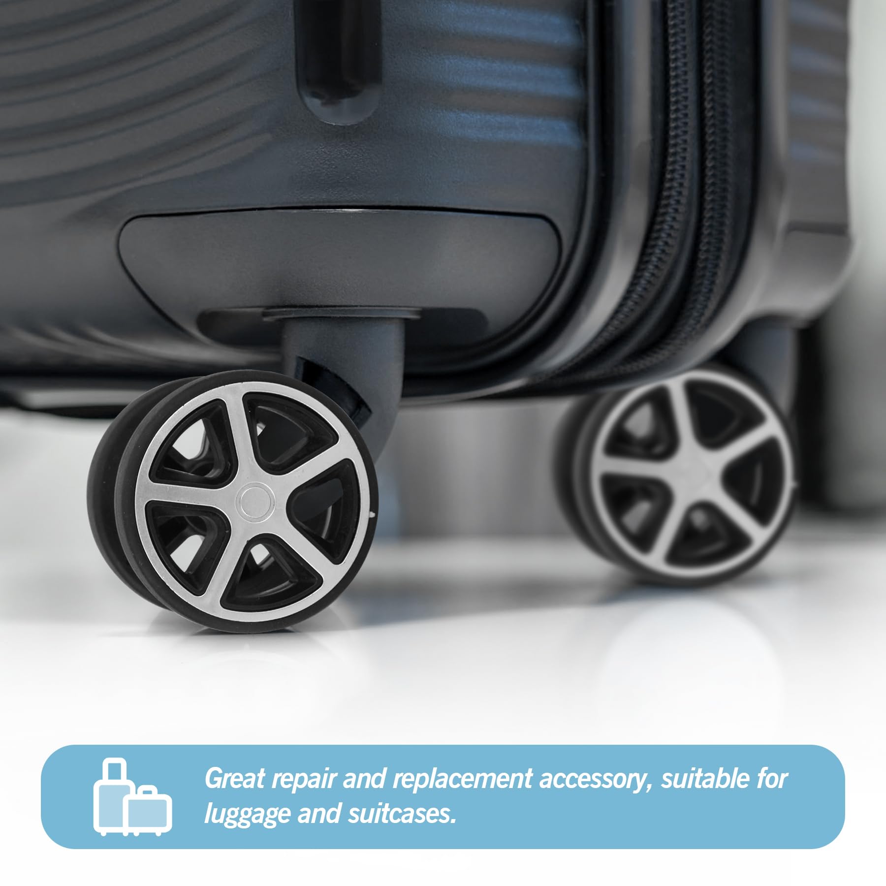 8 Pcs 2 Inch Replacement Luggage Wheels - Durable Spinner Suitcase Casters for VA50 Models - Wear-Resistant Rubber Trolley Wheels Repair Kit - Perfect for Travel Luggage, Carry-On Bags & Suitcase Maintenance