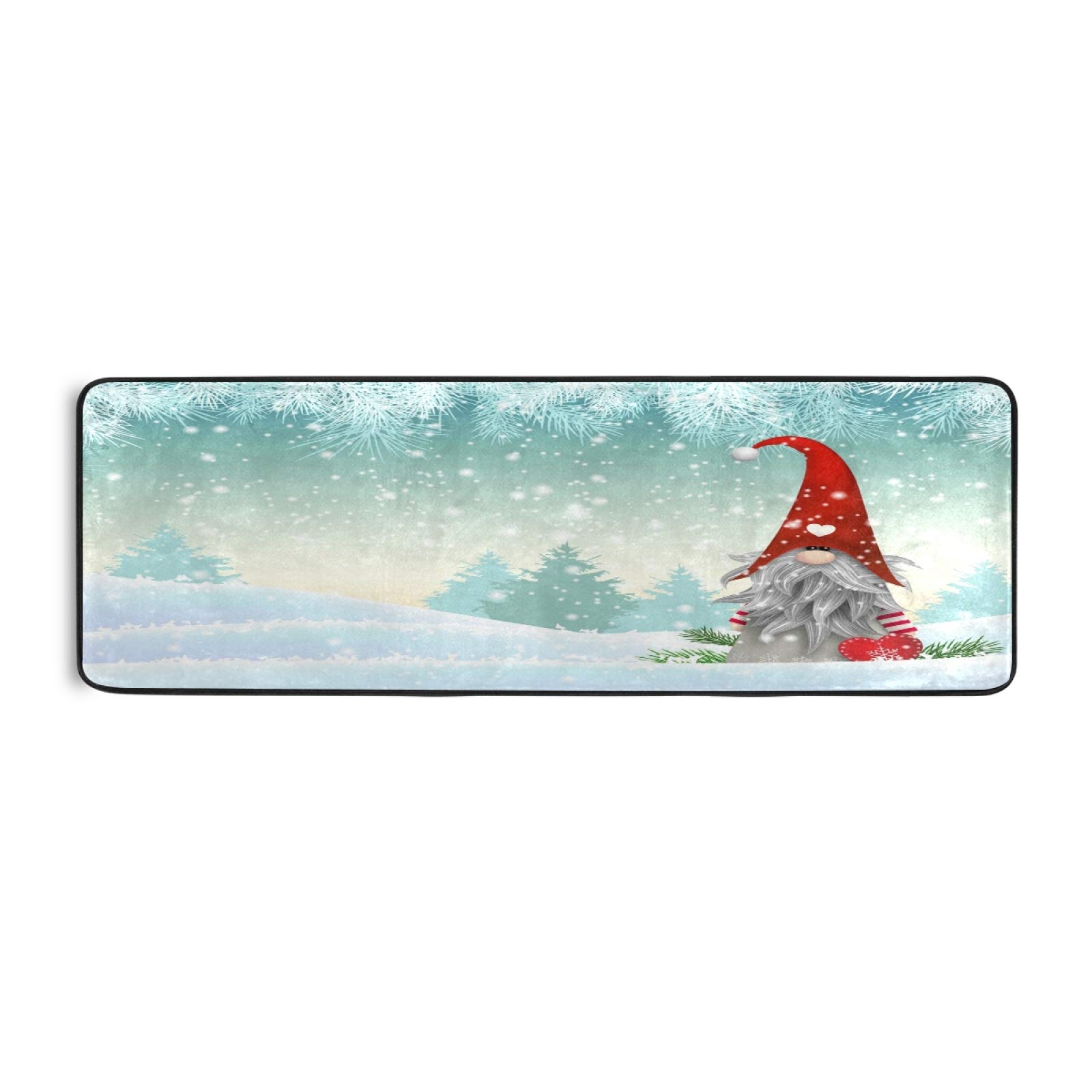 Blueangle Christmas Gnome Runner Rug 2' x 6' - Non-Slip Holiday Decor for Entryway, Living Room, Bathroom & Nursery - Festive Home Decoration for Xmas Parties & Family Gatherings
