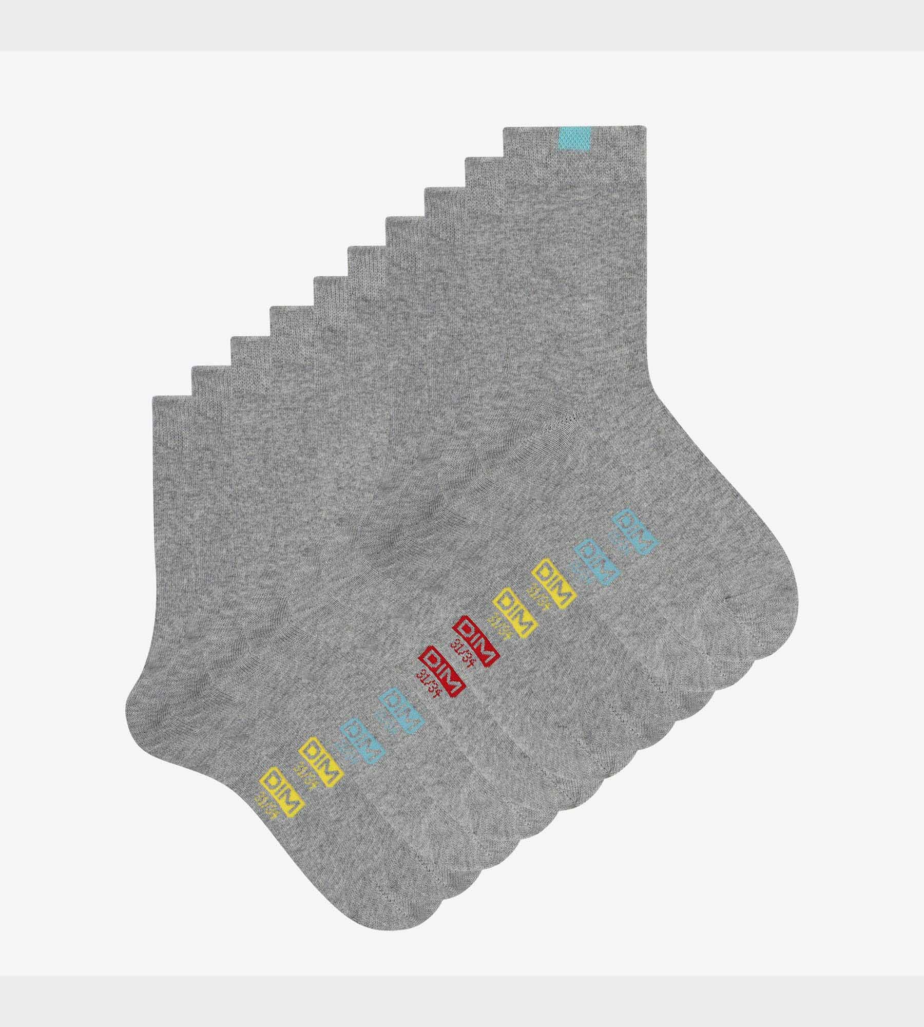 5 Pairs of Kids Cotton Socks - EcoDim Grey Marled Socks for Boys & Girls - Soft & Breathable for School, Sports & Everyday Wear