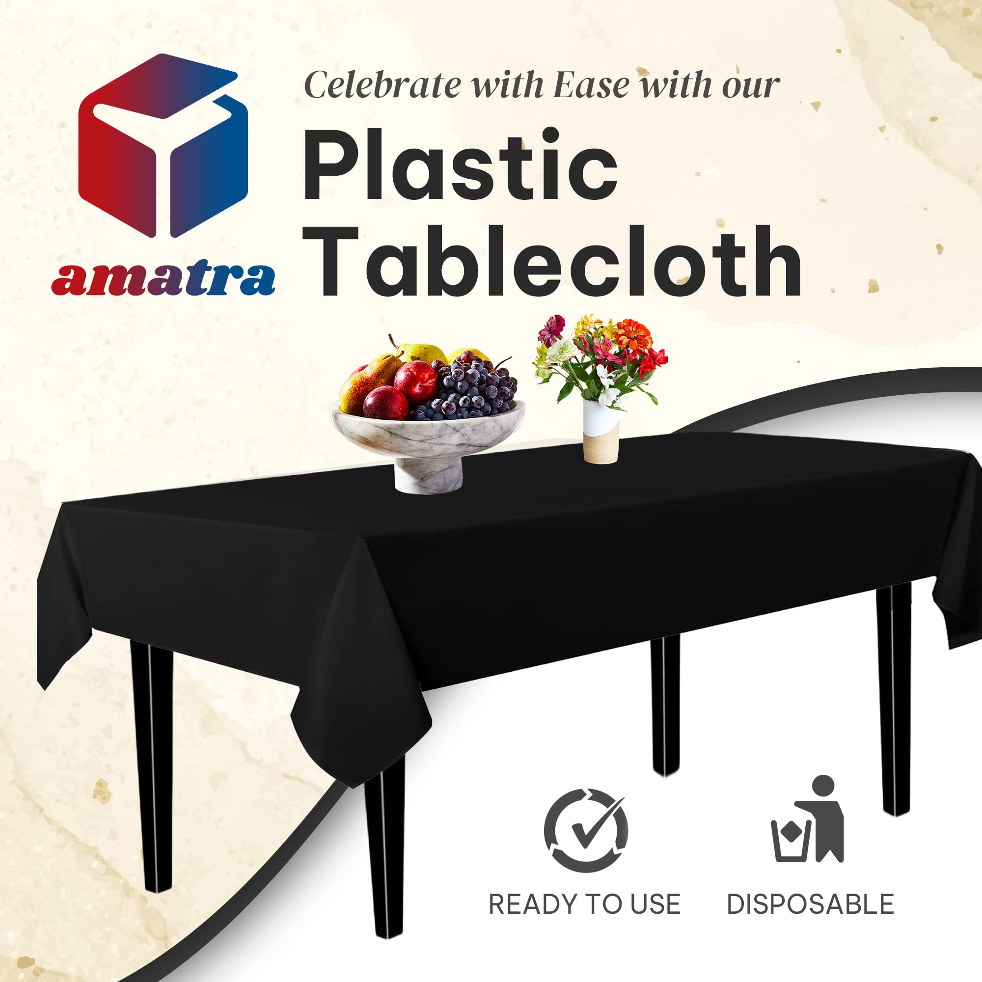 Disposable Plastic Table Cover Roll with Self-Cutter - 54