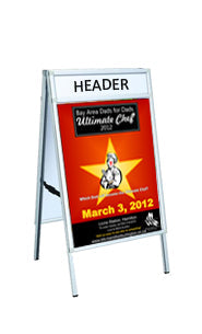 22x28 A Frame Sign Holder with Header - Slide In Design for Restaurants, Retail Stores & Events - Durable Acrylic Menu Board Stand for Indoor & Outdoor Use