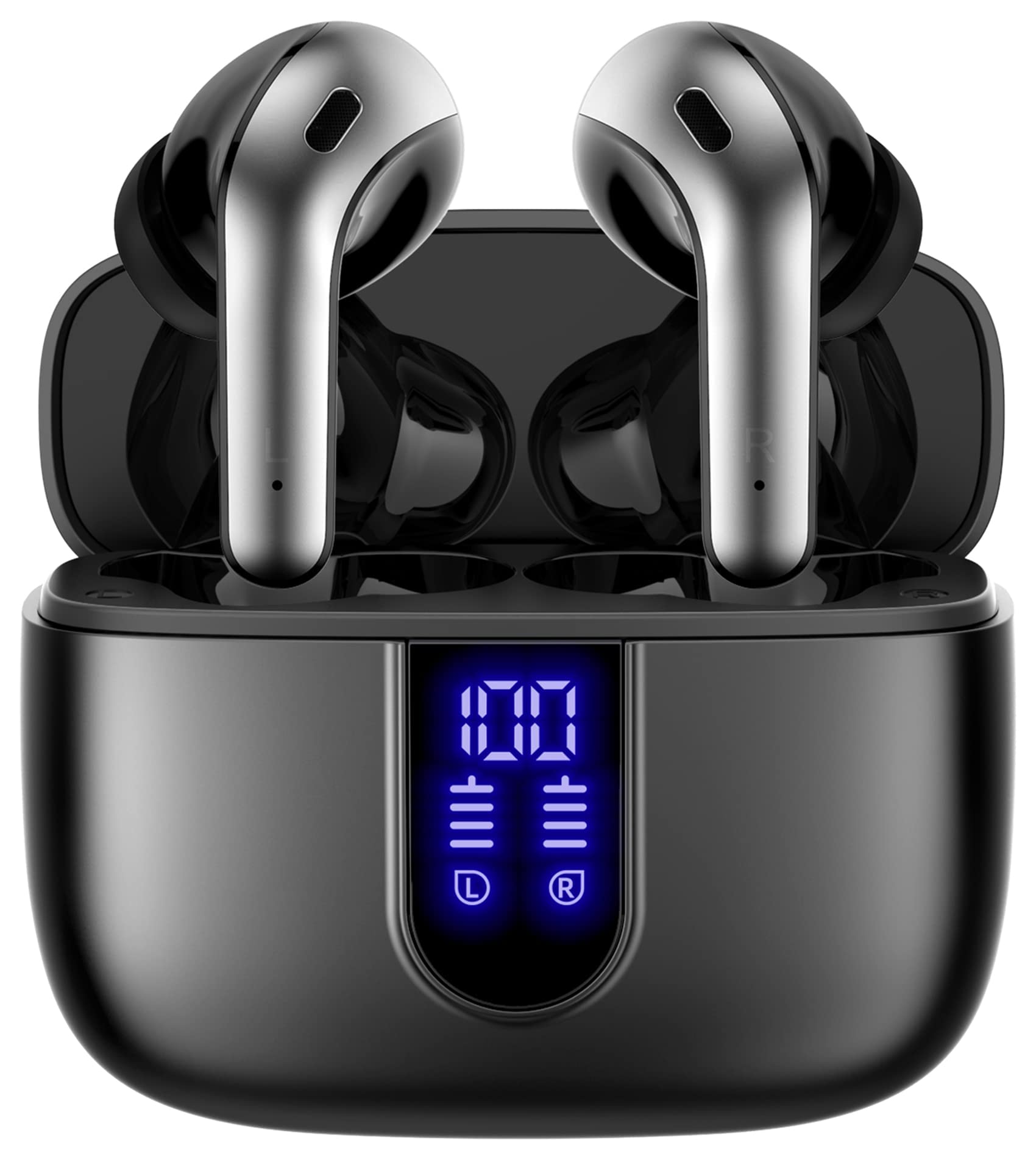 TAGRY Bluetooth Headphones Wireless Earbuds - 60H Playtime, LED Power Display, Wireless Charging Case, IPX5 Waterproof, Built-in Mic - for iPhone, Android, TV, Laptop, Workout & Running