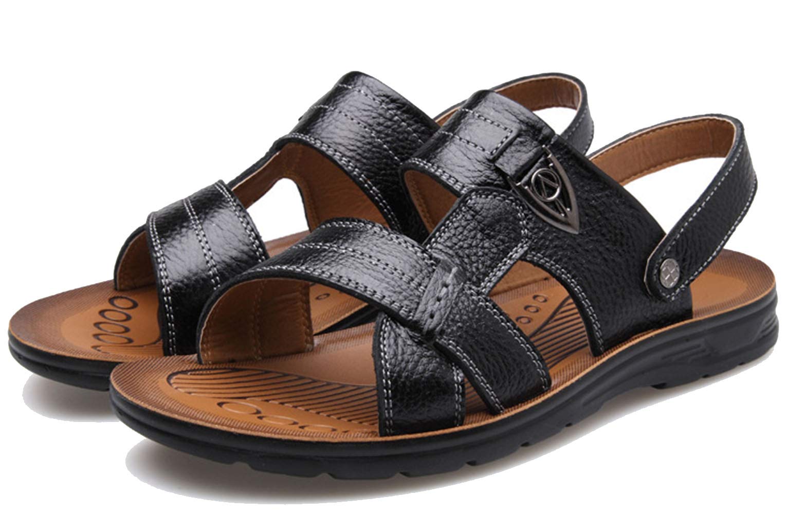Men's Open Toe Leather Casual Sandals - Breathable Slingback Slippers for Beach, Pool & Water Activities - Comfortable Summer Footwear in Small & Large Sizes