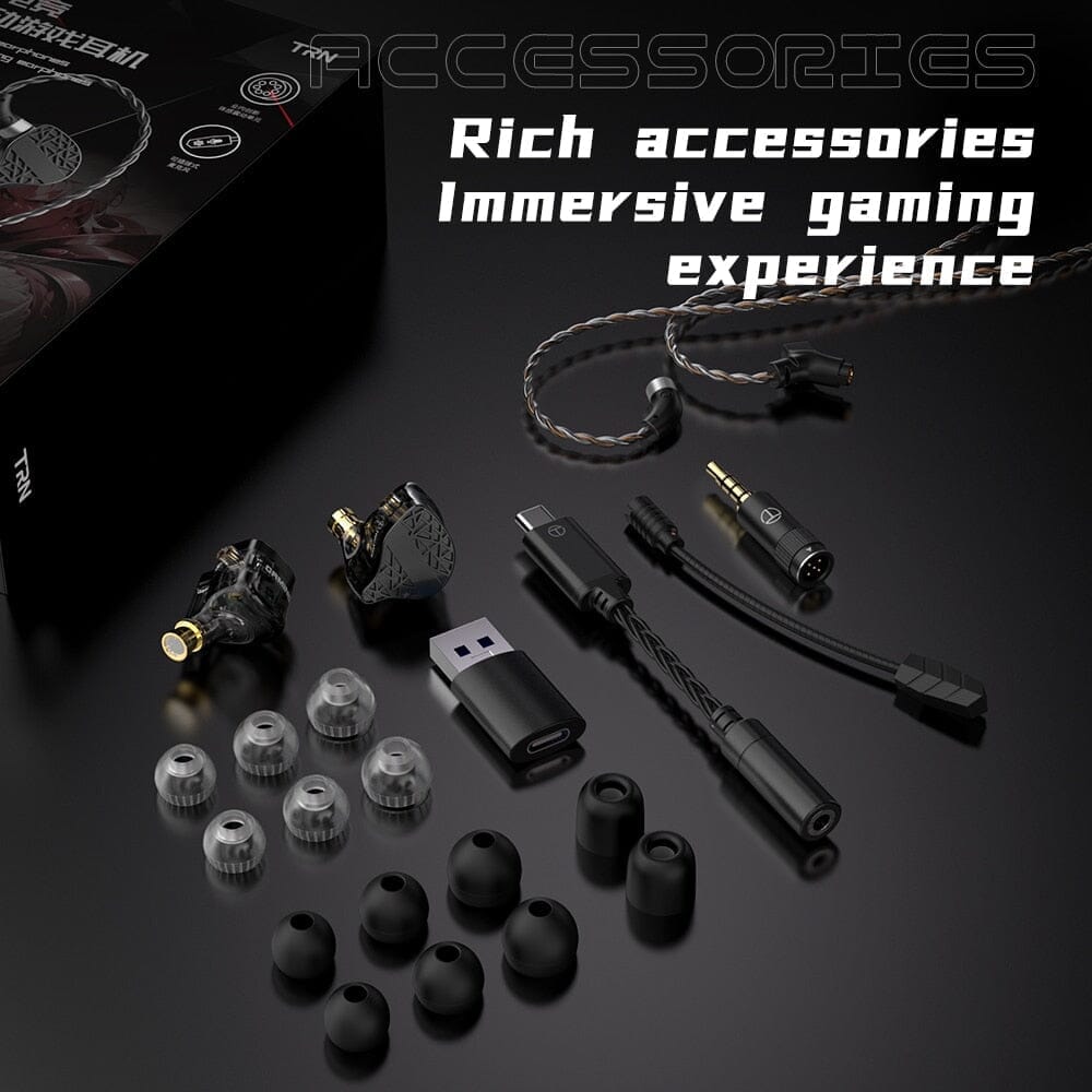 TRN Mars Triple Driver In-Ear Monitors (1DD + 1BA + 1Vibration) - HiFi Gaming Earphones with Deep Bass for PC, Mobile & Console Gaming