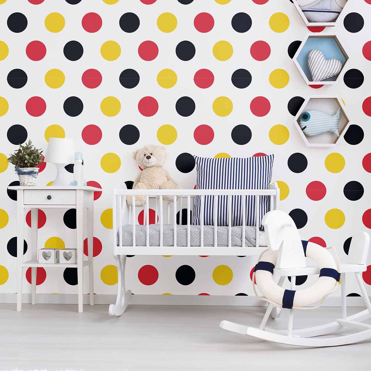 Red Polka Dot Peel and Stick Removable Wallpaper - Self-Adhesive Decorative Wall Covering for Bedroom, Living Room, Nursery & Home Decor - Easy to Install & Remove
