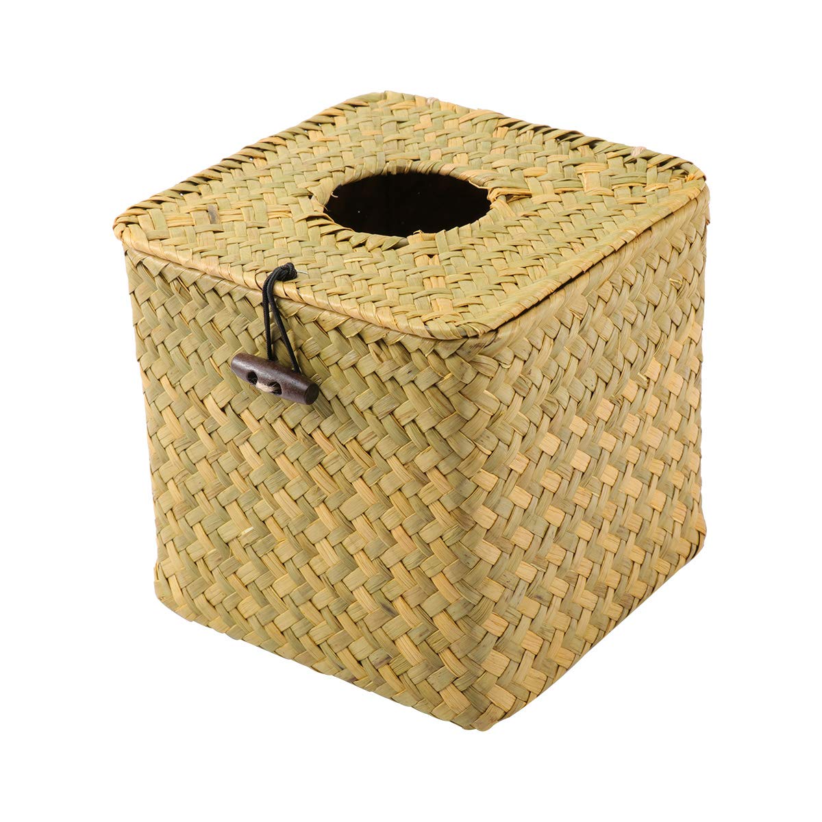 YARNOW Handwoven Seagrass Tissue Box Cover - Natural Napkin Holder for Bathroom, Hotel & Office Desk (Yellow, 5-Pack) | Eco-Friendly Home Decor & Gift Idea