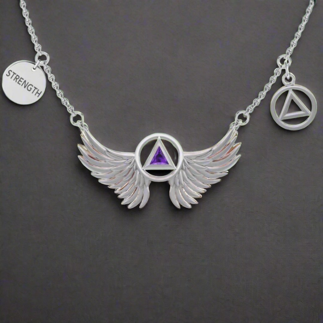 TNC554 Sterling Silver Wings of Recovery Gemstone Necklace - Healing Jewelry for Women, Spiritual Gift for Recovery & Strength - Perfect for Meditation, Yoga & Everyday Wear