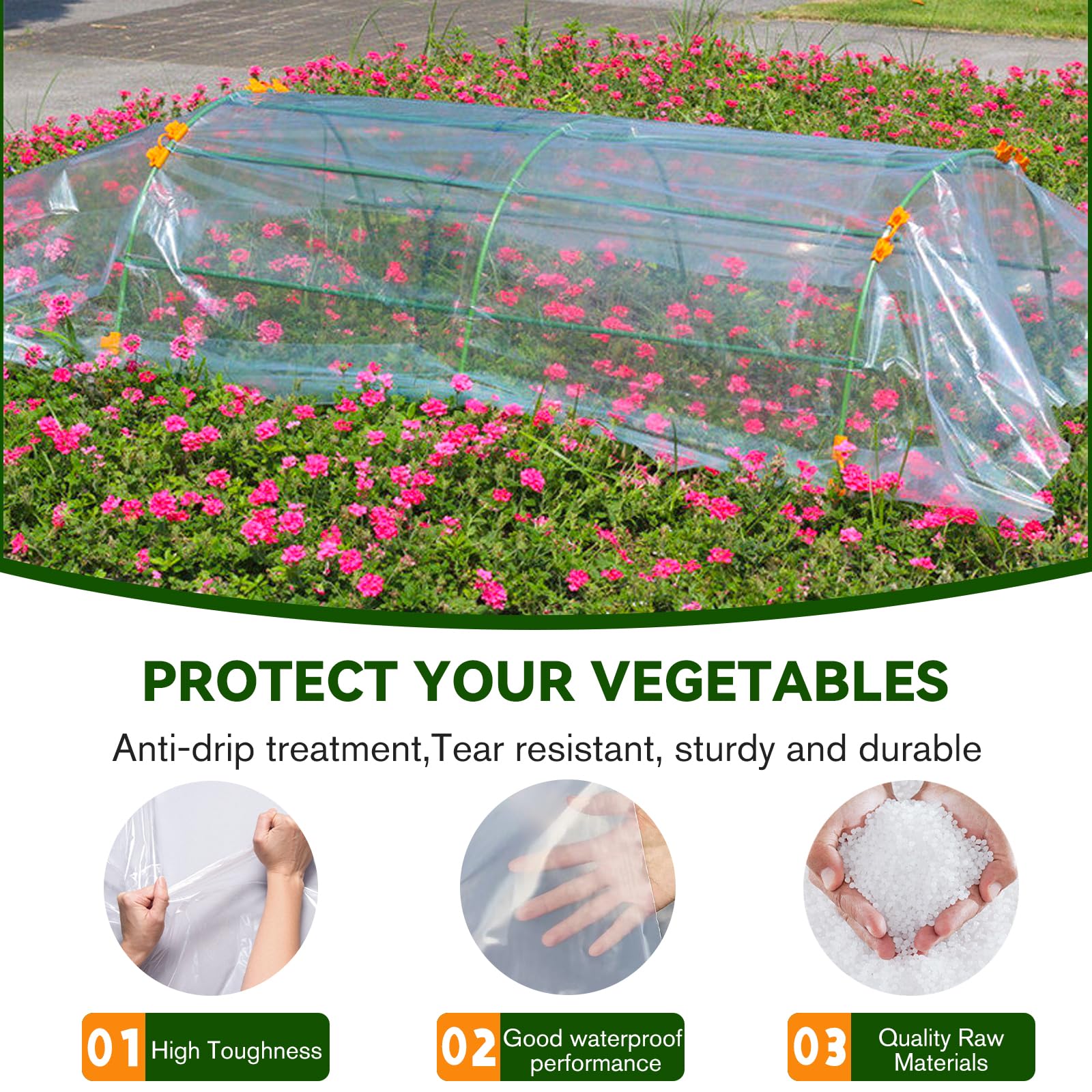 6 mil Clear Greenhouse Plastic Sheeting - 25x40 FT UV Resistant Waterproof Poly Tarp for Hoop Houses, Farm & Garden Cover | Durable Outdoor Plant Protection for Year-Round Growing