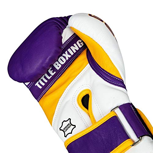 Title Boxing Gel World V2T Bag Gloves - Purple/White/Gold - X-Large Training Gloves for Punching Bags, Heavy Bag Workouts & Boxing Training