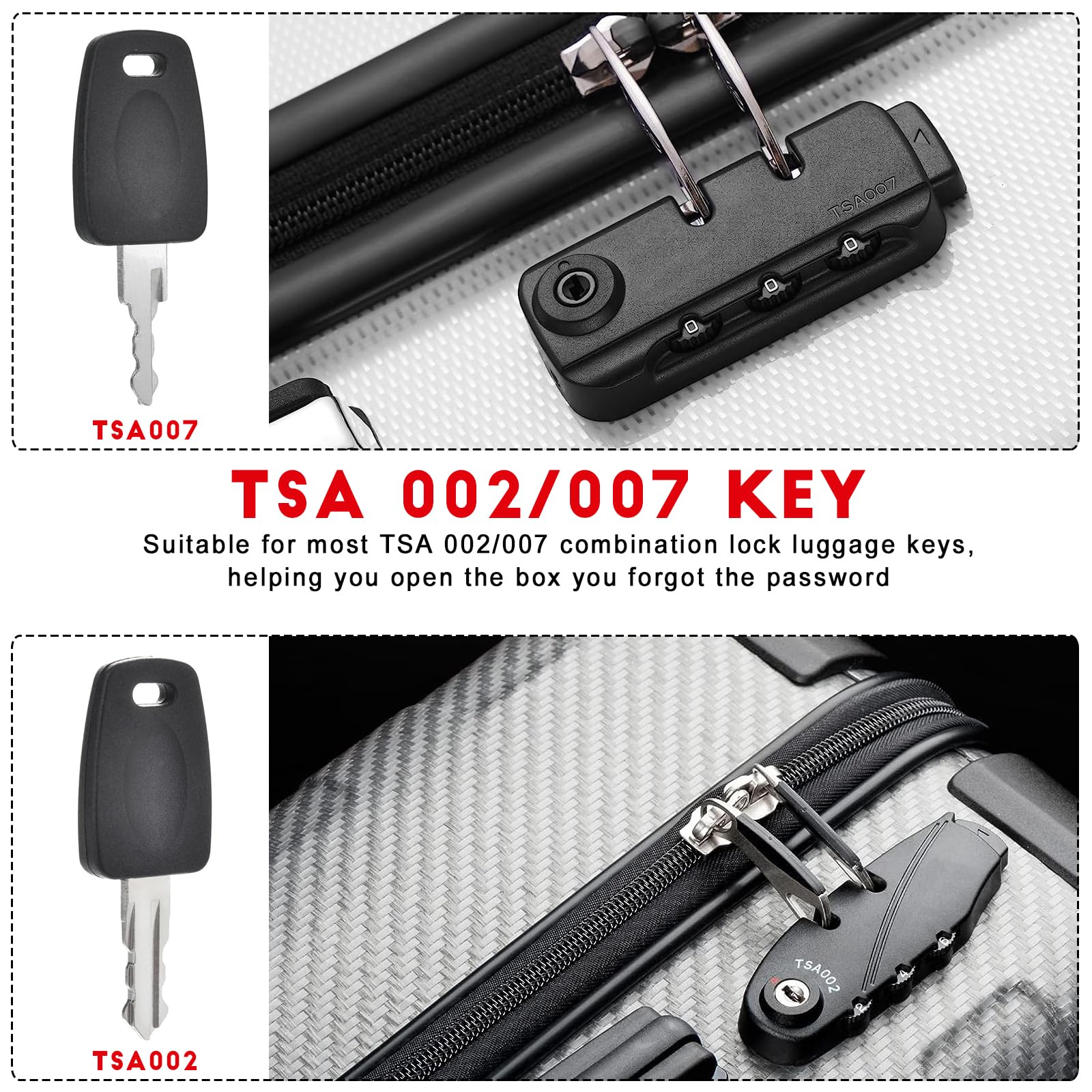 2 Pack TSA007 & TSA002 Master Luggage Keys - Universal TSA Approved Suitcase Lock Keys for Travel Security - Perfect for Airports, Hotels, and Secure Storage