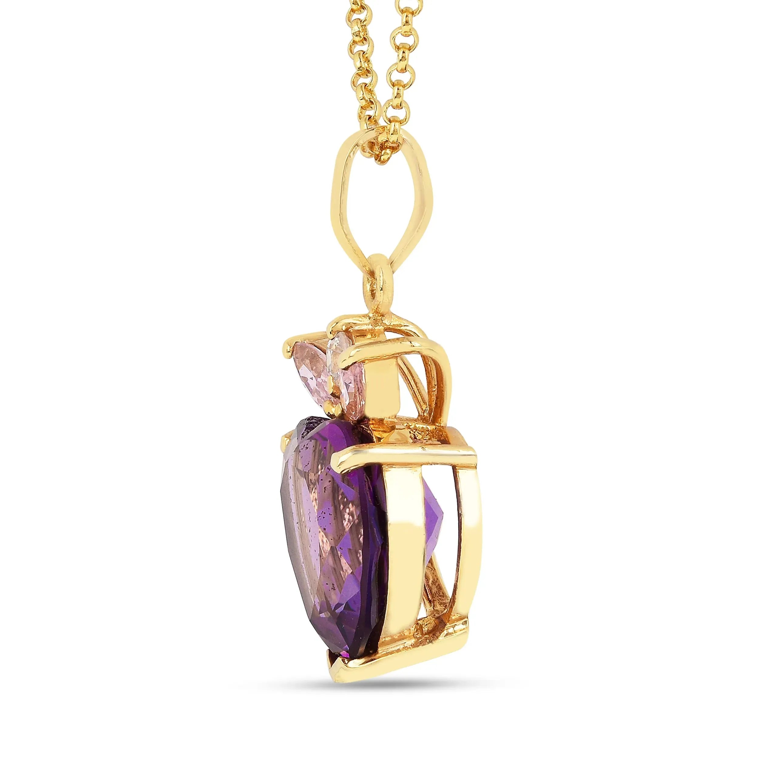 Chunky Amethyst Heart Pendant Necklace for Women - Healing Crystal Jewelry Gift for Valentine's Day, Birthday & Spiritual Protection | Elegant Purple Gemstone Statement Piece