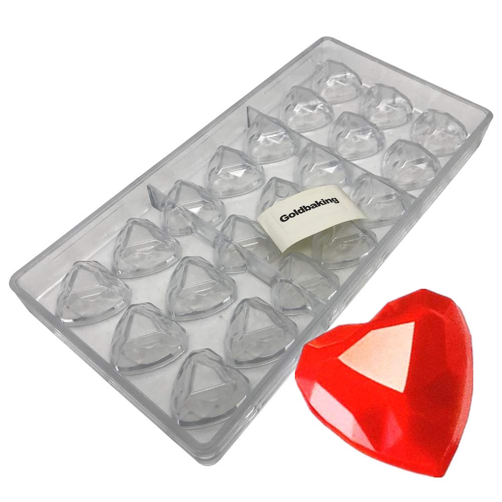 Premium Diamond Heart Chocolate Mold - Polycarbonate Candy Tray for Valentine's Gifts, Wedding Favors & DIY Desserts - Perfect for Chocolate Making, Candy Crafts & Baking Decorations