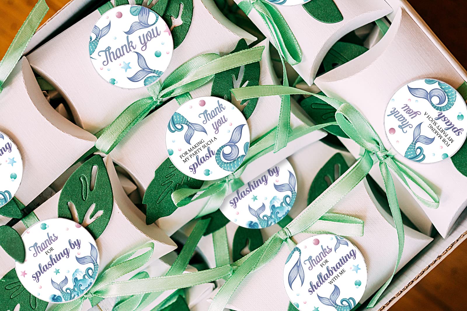 80 Pieces Cute Mermaid Thank You Stickers - 4 Unique Designs for Baby Showers, Birthday Parties & Under The Sea Theme Decorations - Perfect for Gift Wrapping, Bags & Labels - Ideal for Kids' Parties, DIY Crafts & Ocean-Themed Events