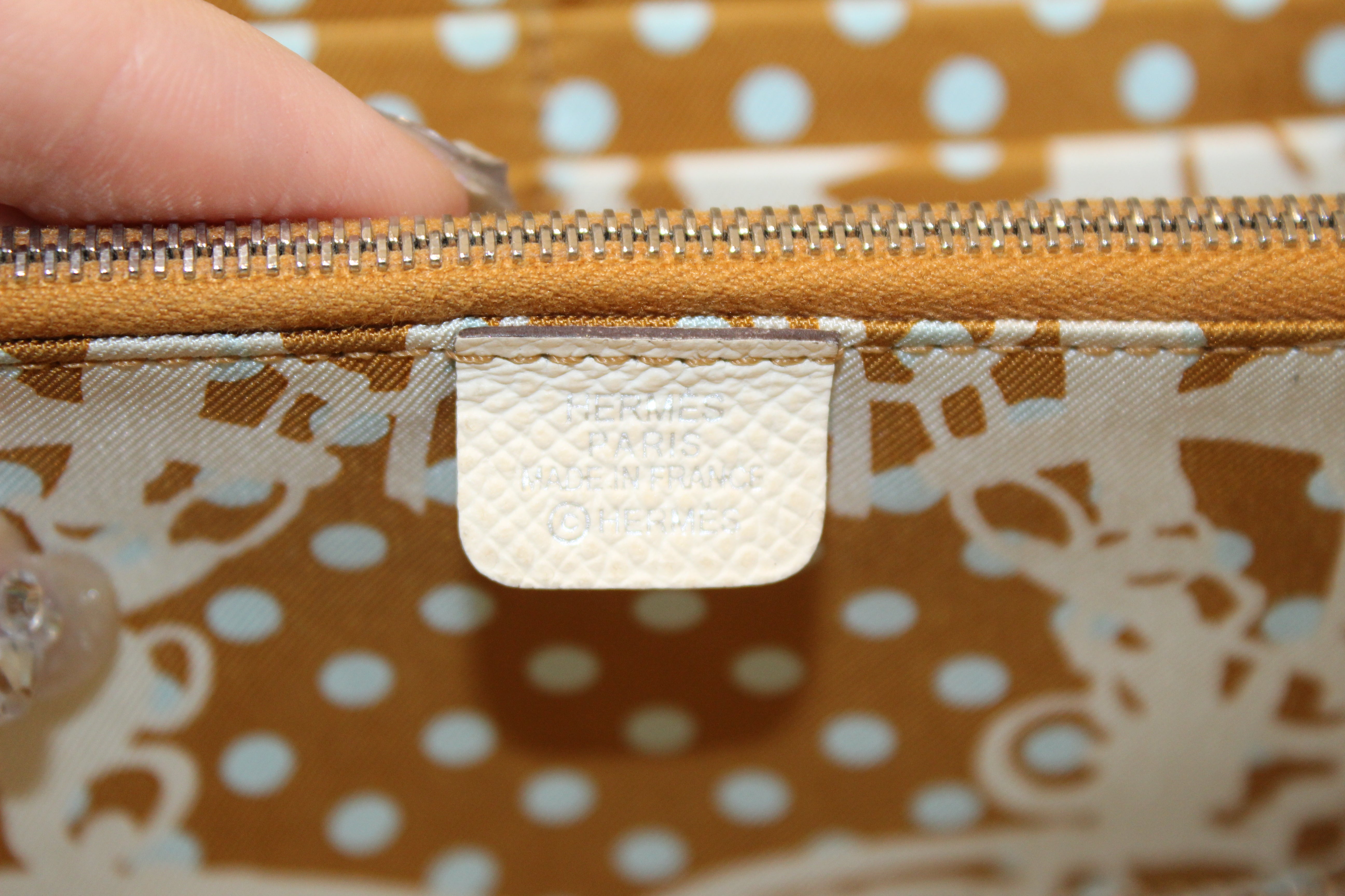 Authentic Hermes White Epsom Leather Azap Silk'In Classic Wallet for Women | Luxury Designer Card Holder & Money Organizer | Perfect for Everyday Use, Travel & Gifting
