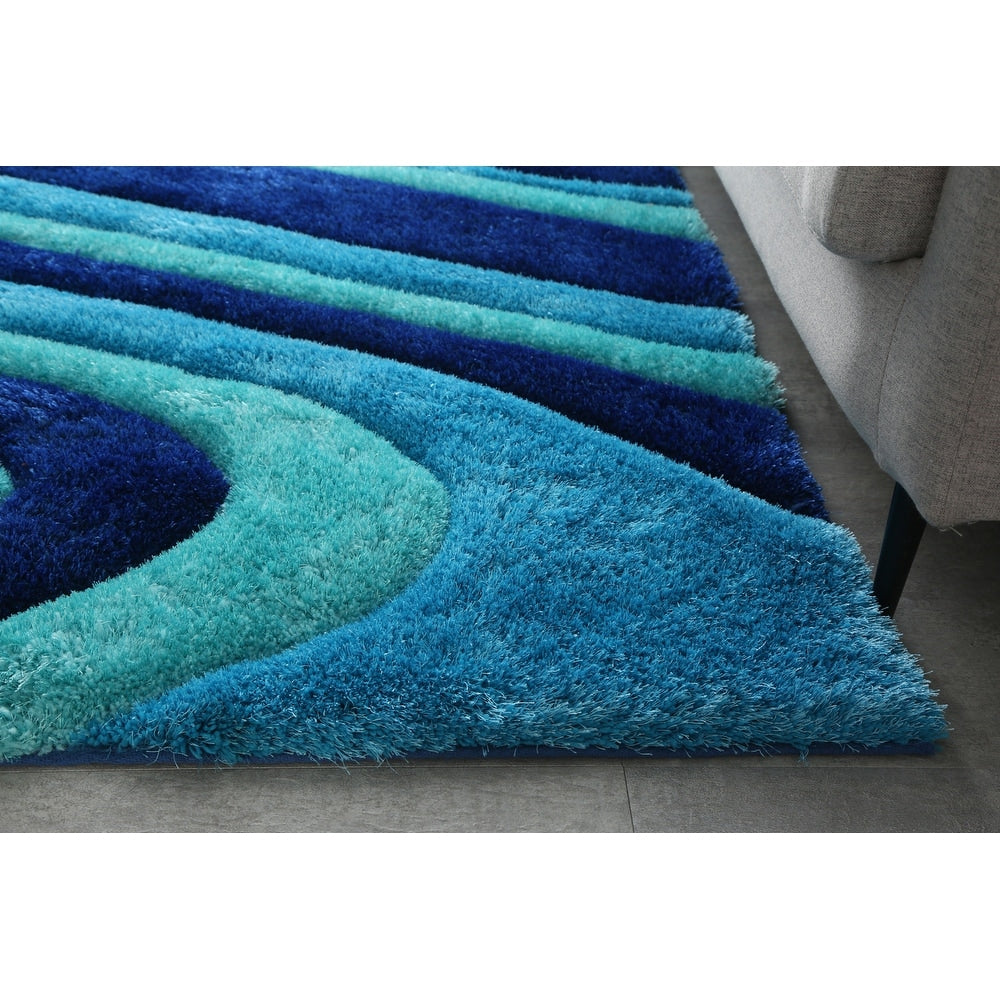 3D Shaggy Hand Tufted Shag Area Rug in Ocean Current - Soft Plush Modern Floor Carpet for Living Room, Bedroom, Nursery - Home Decor & Cozy Comfort