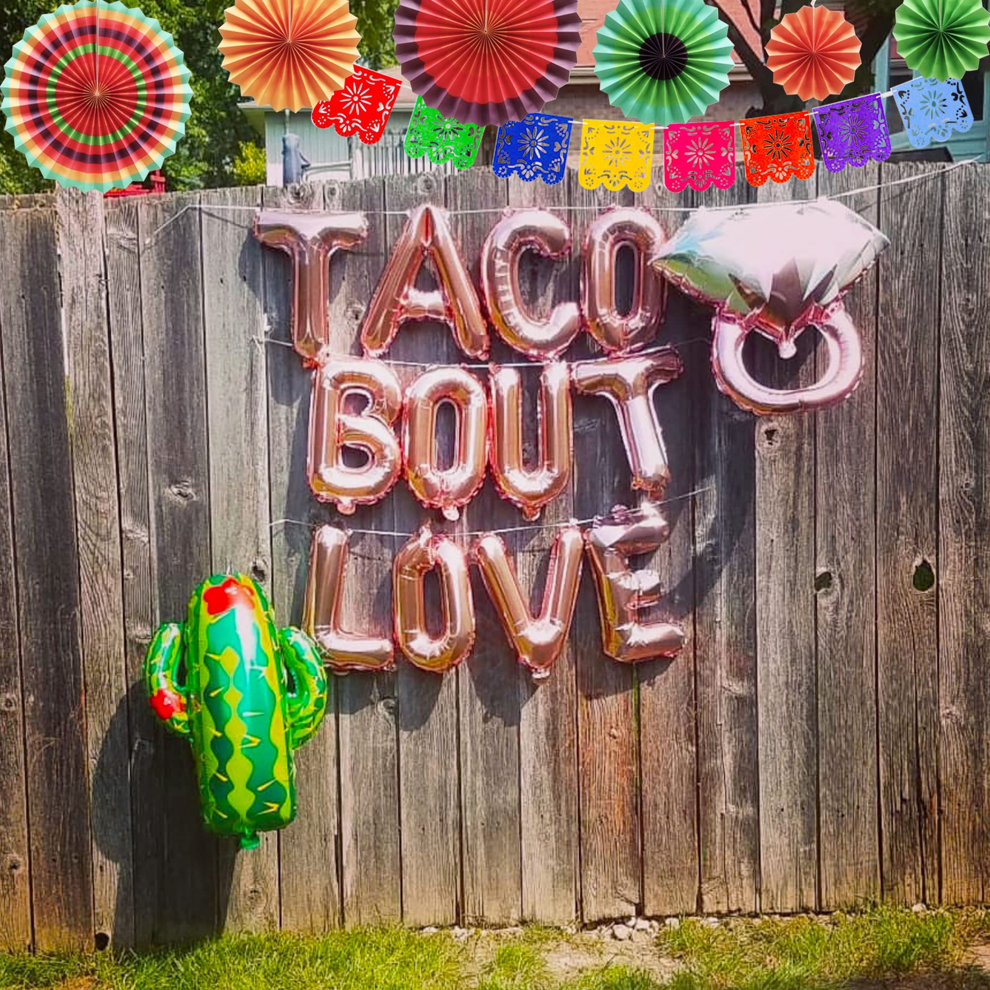 JeVenis Taco Bout Love Backdrop & Balloons - Mexican Bridal Shower Decorations with Cactus Theme for Wedding, Baby Shower & Party Decor