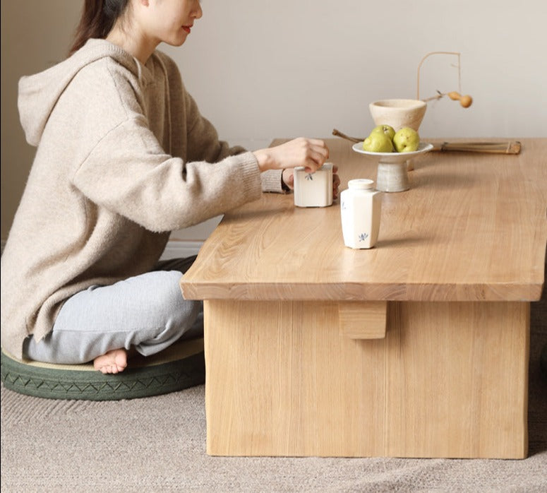 Handcrafted Live Edge Tea Table - Solid Oak & Birch Wood - Rustic Modern Coffee Table for Living Room, Lounge, or Office Decor