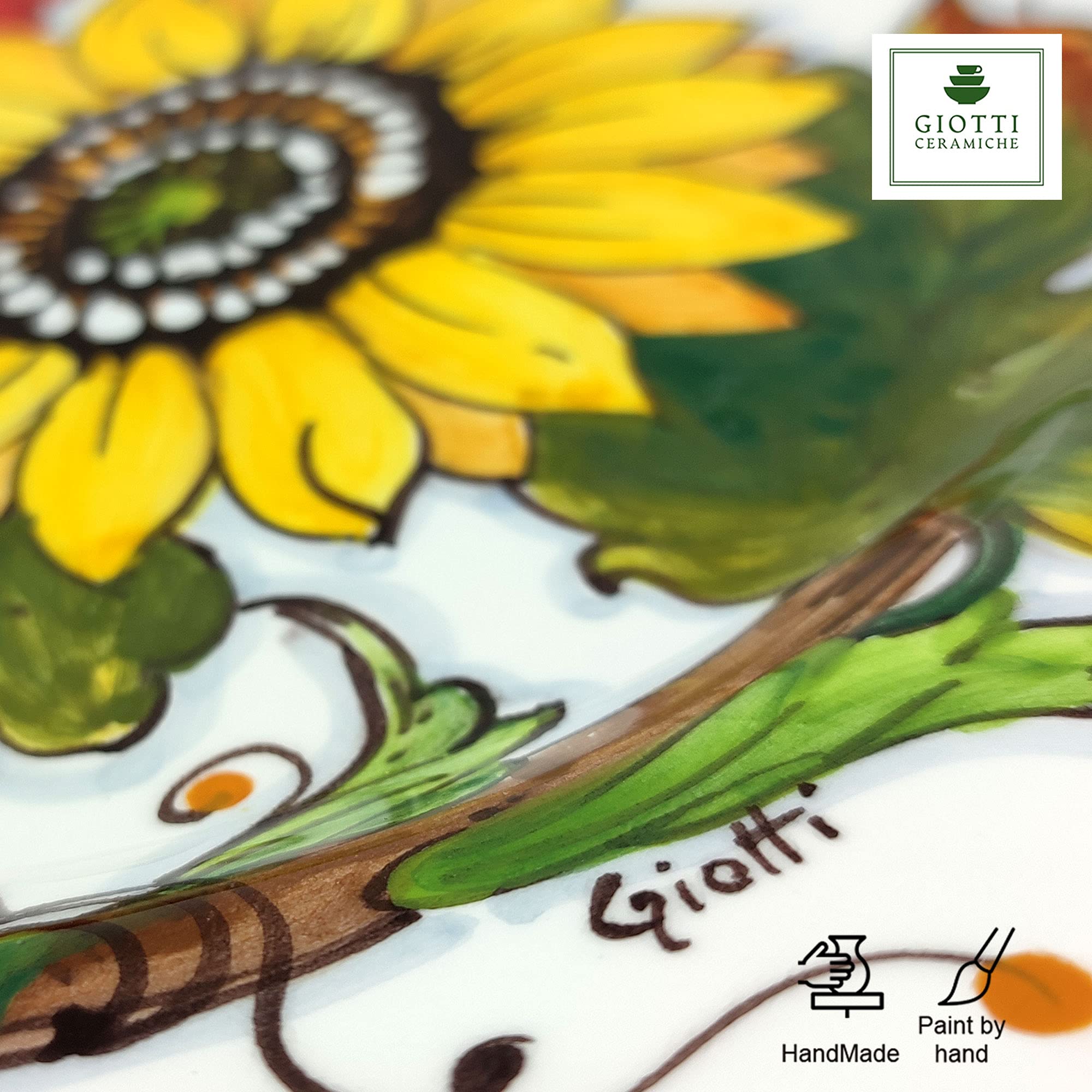 Italian Ceramic Dinnerware Set for 4 - Hand Painted Tuscan Kitchen Dishes with Sunflower & Poppy Design - Authentic Italian Pottery Plates, Bowls & Cups - Elegant Home Decor & Perfect for Dinner Parties, Weddings & Italian-Themed Events