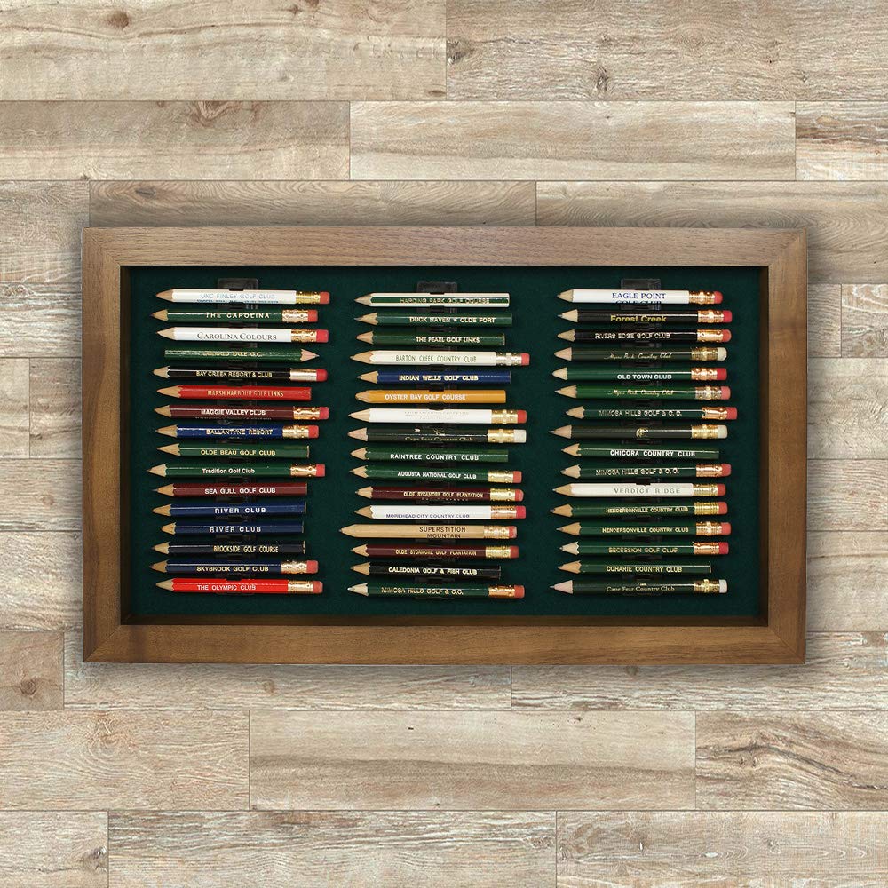 Eureka Golf Pencil Display Case - Holds 48 Round or Hexagonal Golf Pencils - Premium Walnut Finish - Made in USA - Perfect for Golf Tournaments, Pro Shops & Office Desks