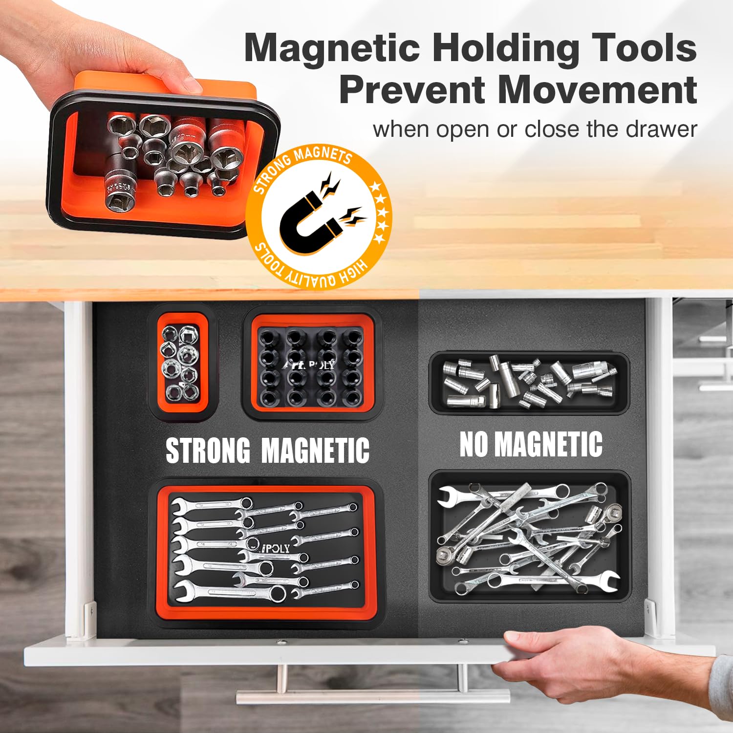 Collapsible Magnetic Parts Tray Set - 3 Sizes Foldable Silicone Tool Trays for Bolts, Screws, Nuts & Small Metal Parts | Durable Mechanic Organizer for DIY, Auto Repair & Workshop Organization | Perfect for Garage, Home Improvement & Professional Use