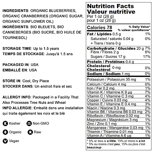 Food to Live Organic Essential Berries Mix - 18 lbs Non-GMO Dried Blueberries & Cranberries, Unsulfured, Kosher | Gently Infused with Organic Sugar & Lightly Coated with Sunflower Oil | Perfect for Smoothies, Baking, Snacking & Healthy Breakfast Bowls