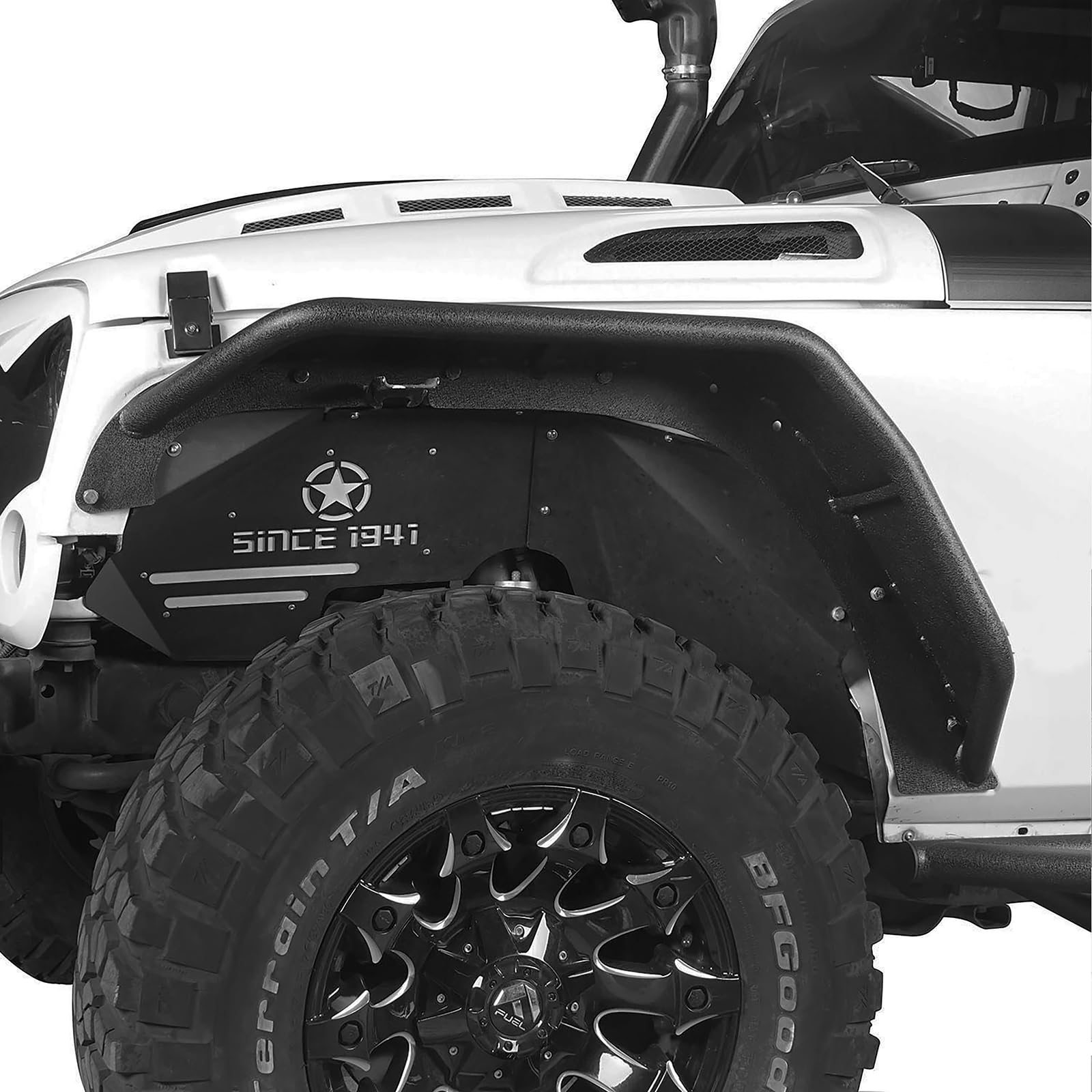 Jeep Wrangler JK & Unlimited 2007-2018 Tubular Fender Flares Front & Rear Set - Heavy Duty Wheel Armor Mud Guards for Off-Road Protection | Perfect for Rock Crawling, Trail Riding & Mud Adventures