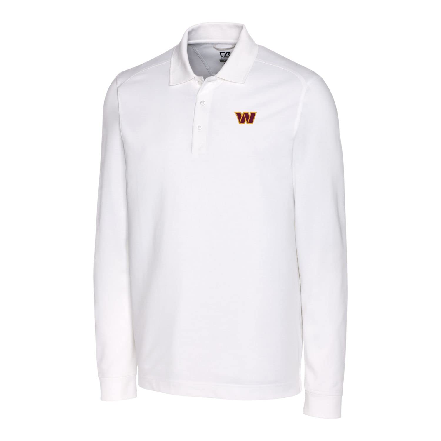 Cutter & Buck Men's NFL Advantage Drytec Pique Long Sleeve Polo Shirt - Moisture Wicking, Breathable Performance Golf & Casual Wear for Football Fans