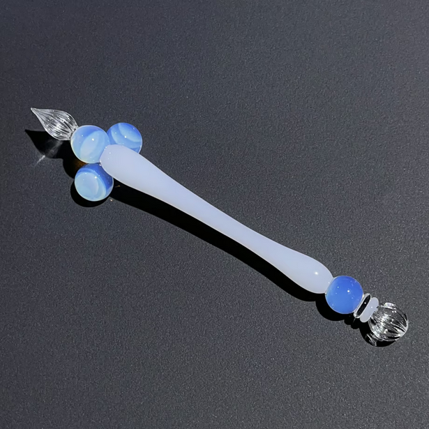 Japanese Glass Dip Pen Rest - White Opal Calligraphy Pen Holder for Ink Writing, Drawing & Lettering - Perfect for Artists, Writers & Craft Lovers