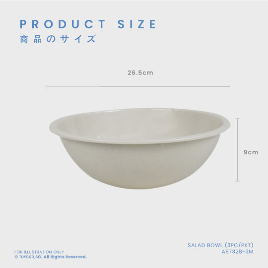 3-Piece Marble Salad Bowl Set (AS7328 3M) - Elegant Serving Bowls for Salads, Fruits, Snacks & Entertaining - Perfect for Kitchen, Dining & Party Use