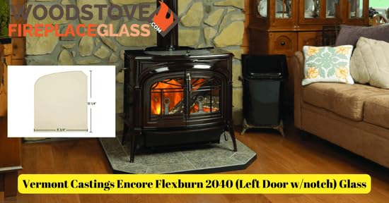 Vermont Castings Encore Flexburn 2040 Wood Stove - Left Door with Notch & Glass Panel - Perfect for Cozy Living Rooms, Cabins, and Winter Heating