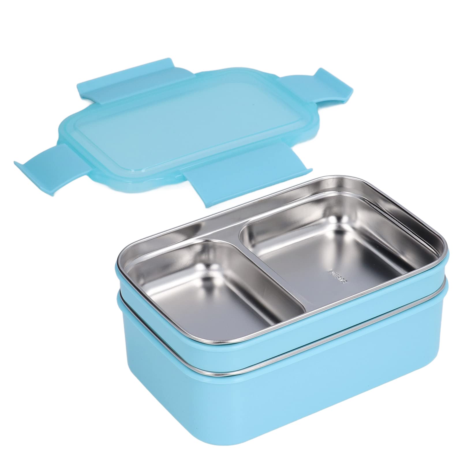 Stainless Steel Bento Lunch Box - Double Layer Insulated Reusable Food Container with Compartments | Leakproof & Eco-Friendly | Perfect for School, Office, Travel & Picnics (Blue)