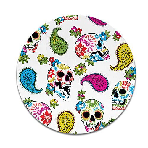 Colorful Sugar Skulls White Background
