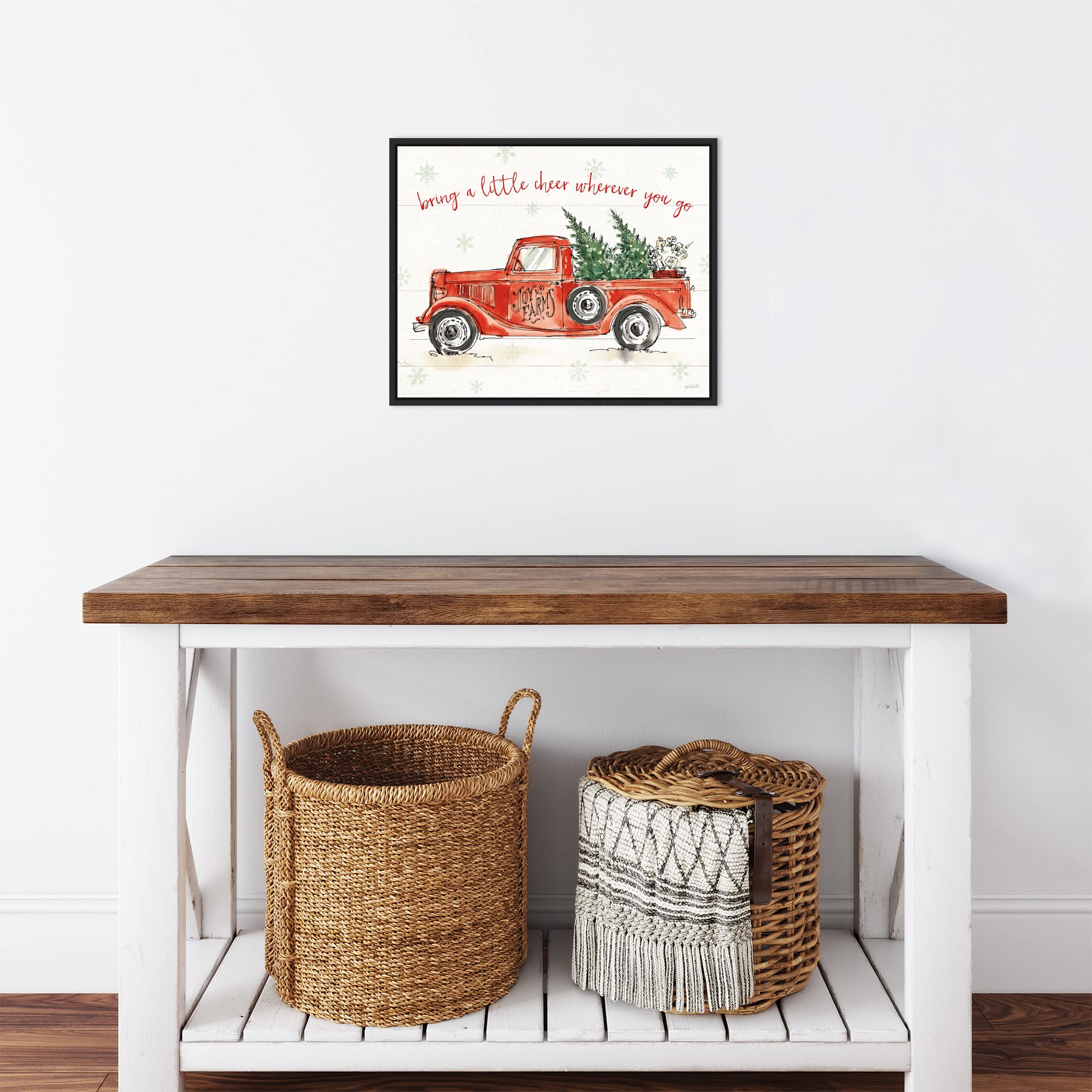 Amanti Art Framed Canvas Wall Art 16x20 - Timeless Farmhouse VIII Christmas by Anne Tavoletti - Holiday Decor, Modern Farmhouse Painting for Living Room, Bedroom, Office - Perfect for Christmas Gifts & Home Decoration