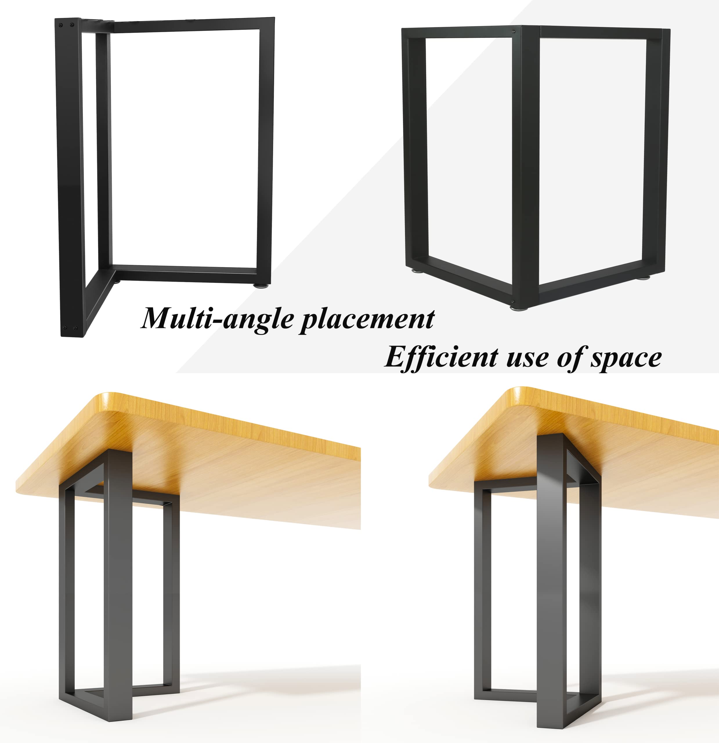 28 Inch Heavy Duty Metal Table Legs - Square Tube Replacement Legs for Coffee & Dining Tables (Set of 2) | Durable Furniture Legs for Home & Office Use