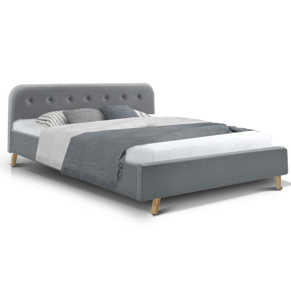 King Size Tarcoola Grey Bed & Normay Pillow Top Mattress - Medium Firm Support for Back Pain Relief - Perfect for Master Bedroom, Guest Room & Apartment Sleeping
