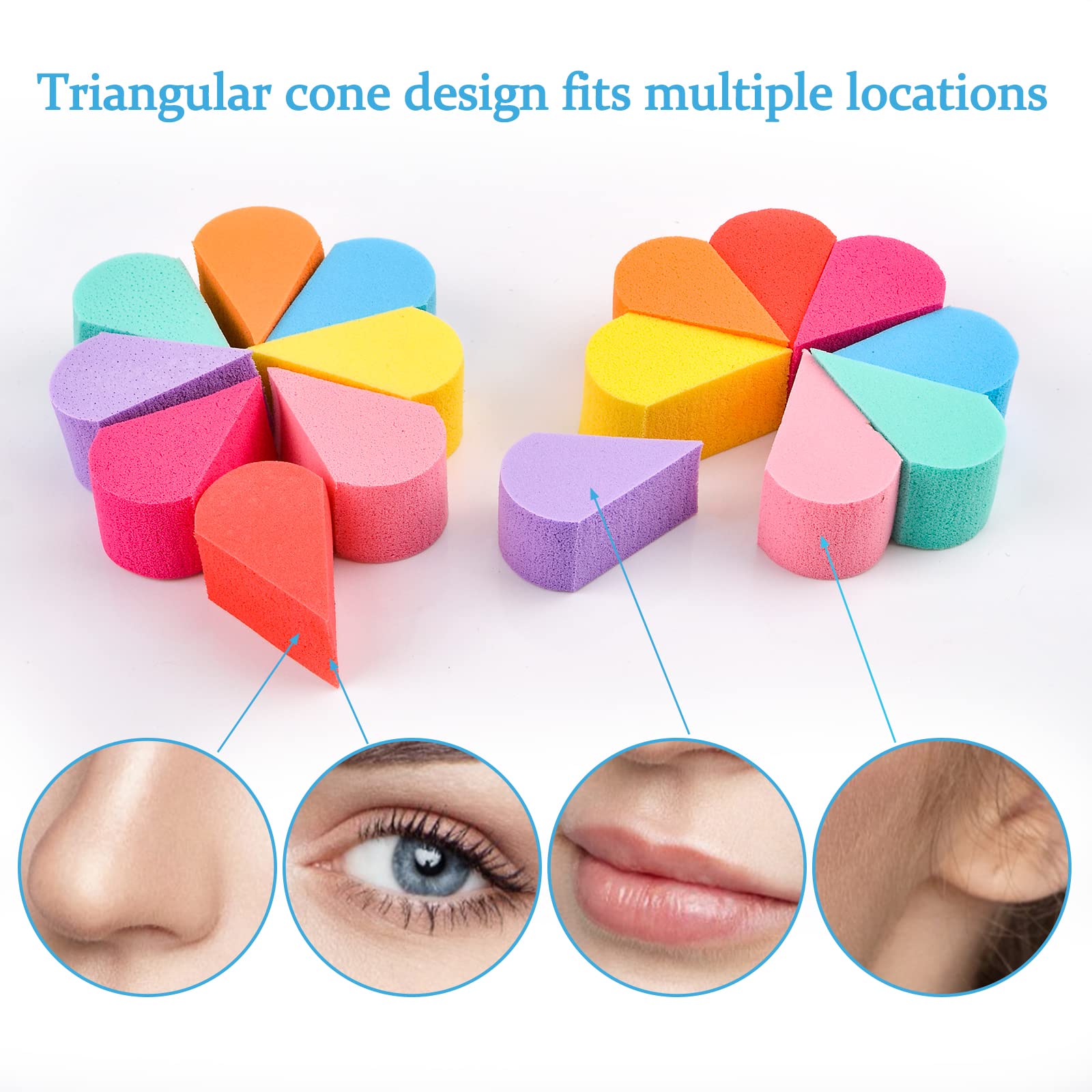 16 Pcs WANDIC Makeup Sponges - 8 Colors Beauty Blender for Liquid & Powder Foundation, Concealer - Soft Cosmetic Sponges for Flawless Face Makeup Application (Perfect for Professional Makeup Artists & Beginners)