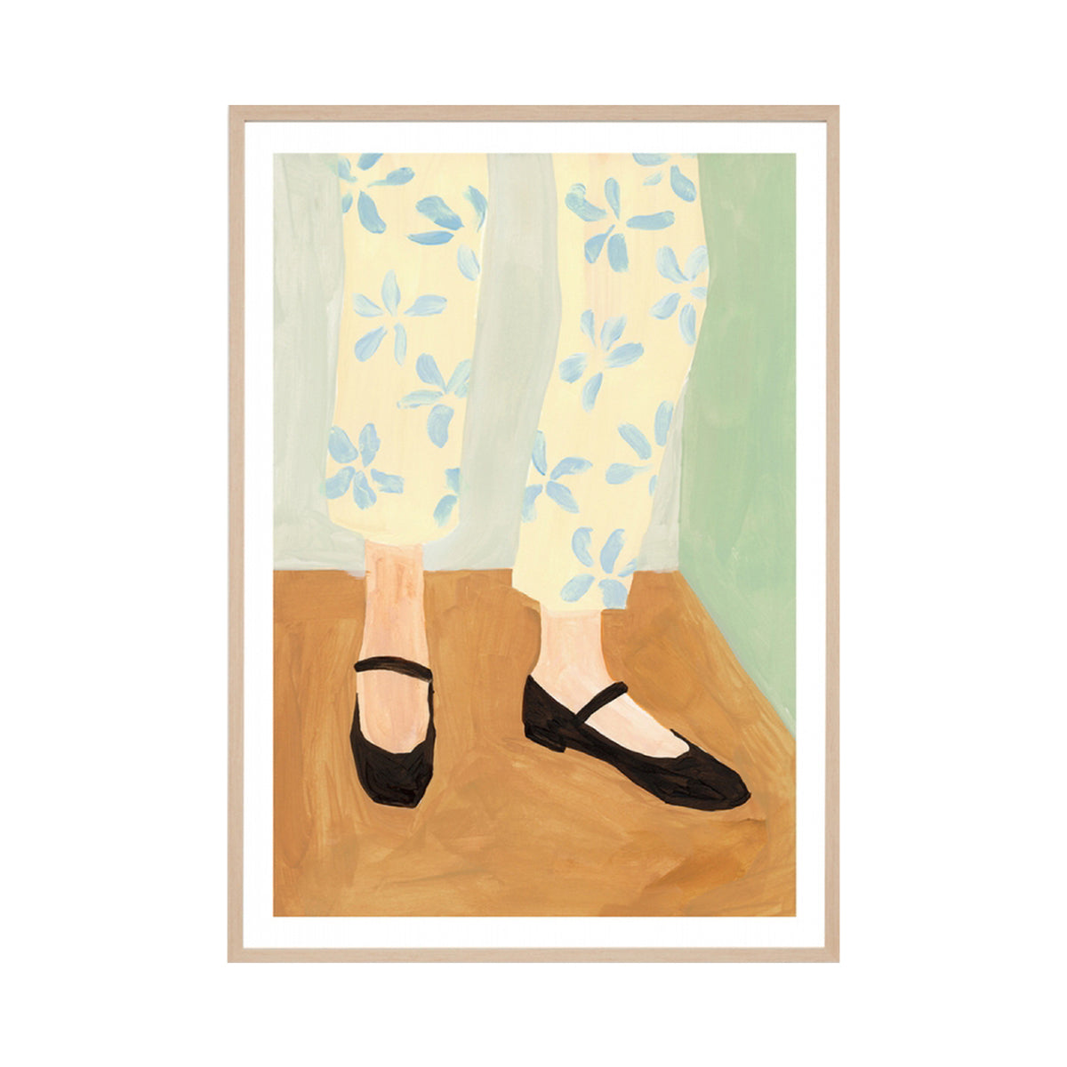 Mustard Yellow Dancing Shoes Portrait Art Print - Vintage Style Wall Decor for Living Room, Bedroom & Office