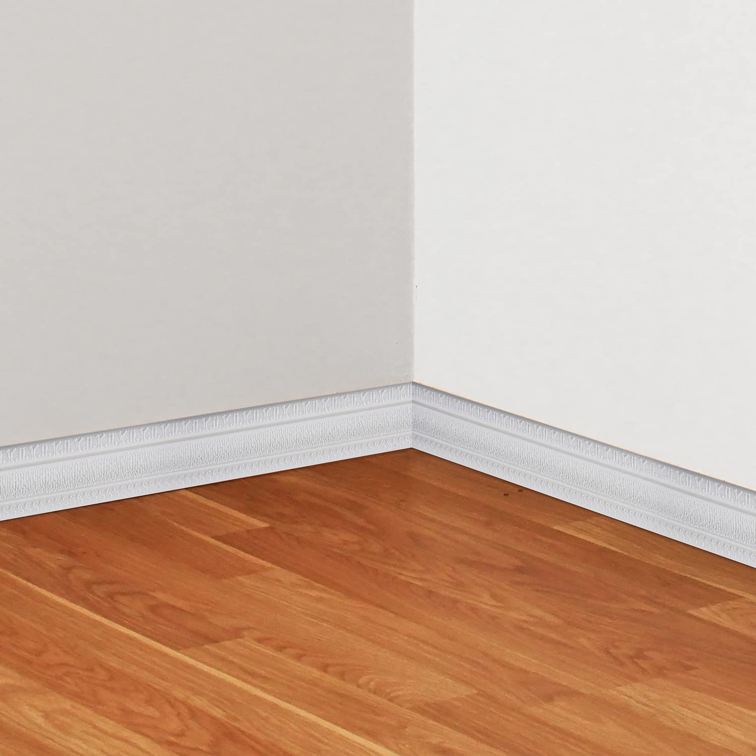 Self-Adhesive 3D Crown Molding Peel and Stick Wall Trim - Flexible Foam Baseboard for Mirror Borders & Wall Edging (White, 1PCS-89) - Perfect for Home Renovation, DIY Projects & Interior Decoration