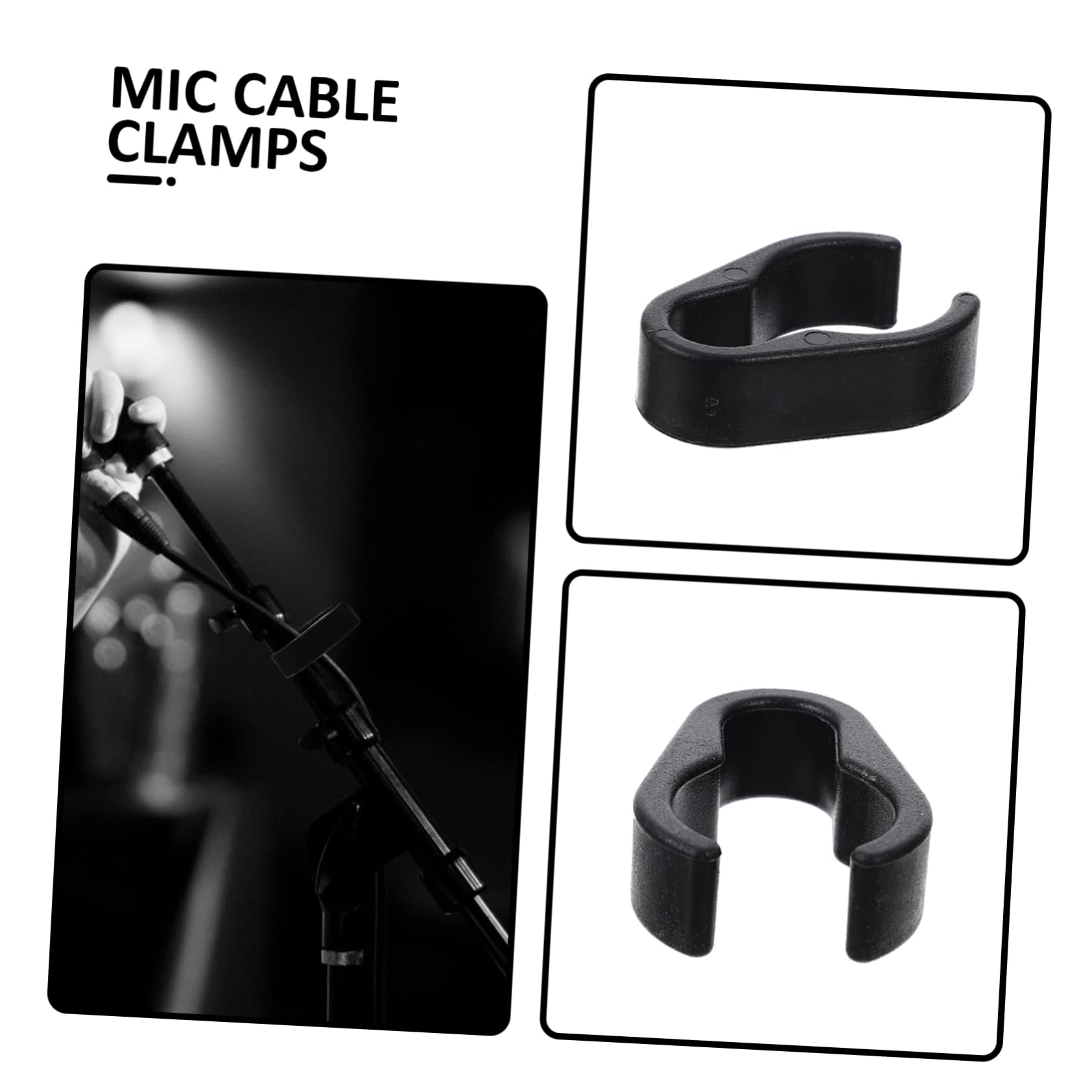 10Pcs Microphone Cable Clips - Plastic Mic Wire Clips for 15-20mm (0.6-0.8in) Mic Stands - Secure Cable Management for Studio, Stage & Podcasting Equipment
