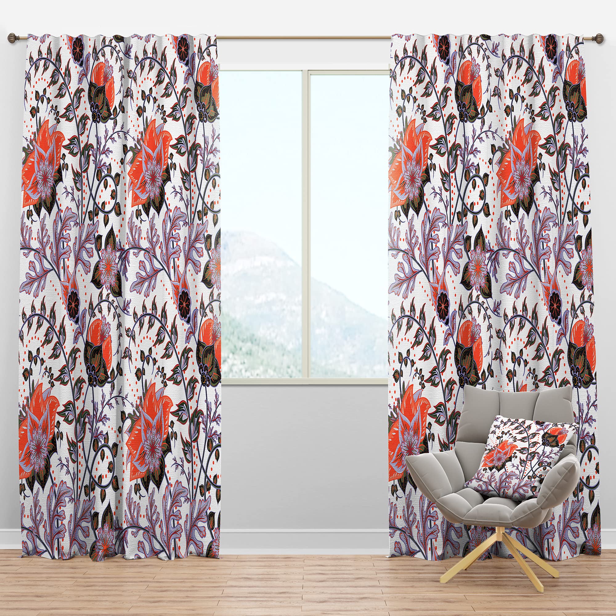 DesignQ Blackout Curtains - Vintage Pattern Thermal Insulated Window Drapes for Bedroom & Living Room (52x108, Single Panel) - Perfect for Light Blocking & Temperature Control