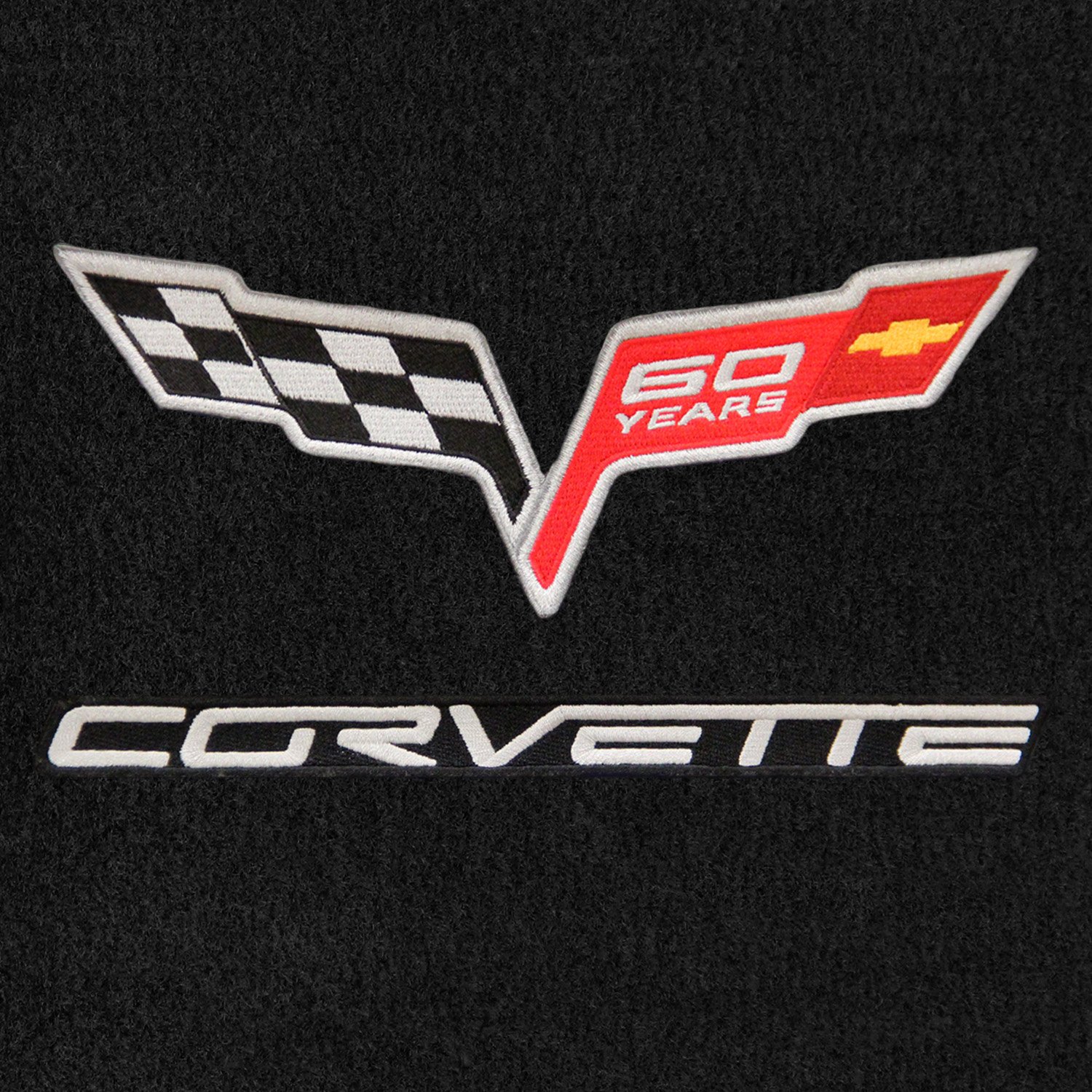 Lloyd Mats Velourtex Ebony Front Floor Mats for 2013 Corvette 60th Anniversary Edition - Premium Carpet Protection with 60th Logo & Corvette Lettering - Perfect for Show Cars, Daily Driving & Collector Vehicles