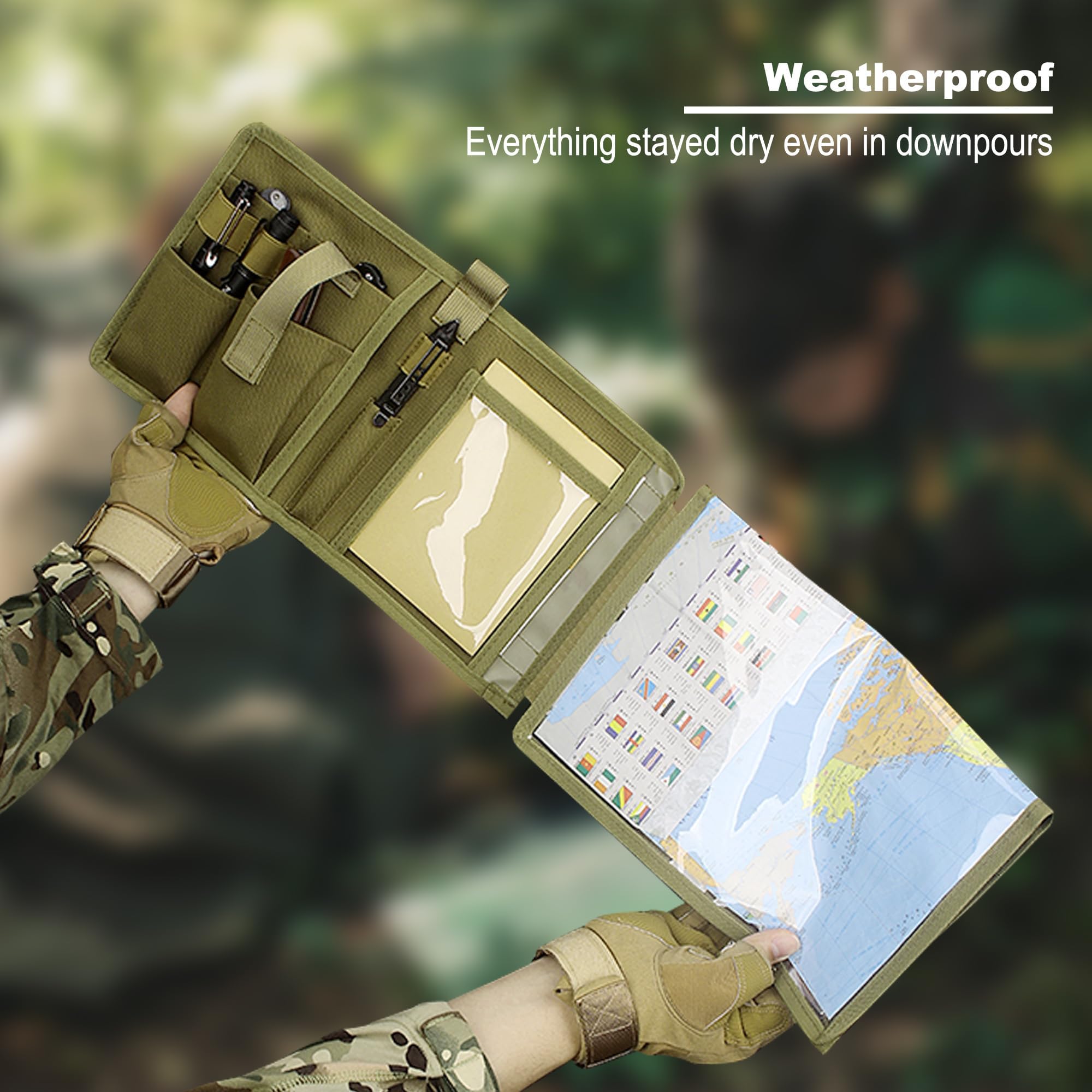 Kosiabte Tactical Notebook Map Case - Waterproof & Durable Military Map Holder for Hiking, Camping & Outdoor Adventures | Perfect for Field Notes, Navigation & Survival Gear Organization
