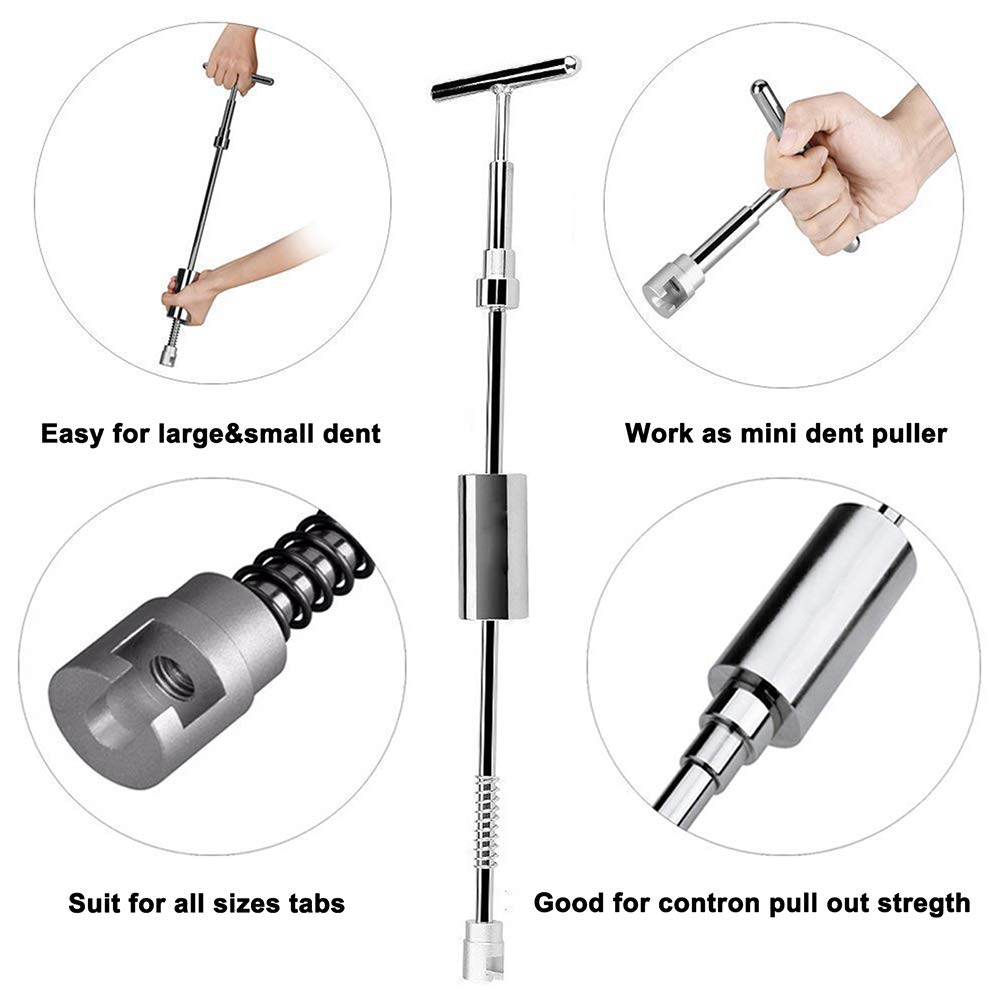 Auto Body Repair Tool Kit - Car Dent Puller Glue Tabs with T-Bar for Paintless Dent Repair, Door Dings & Hail Damage - Professional Automotive Bodywork Tools for DIY Car Dent Removal & Restoration