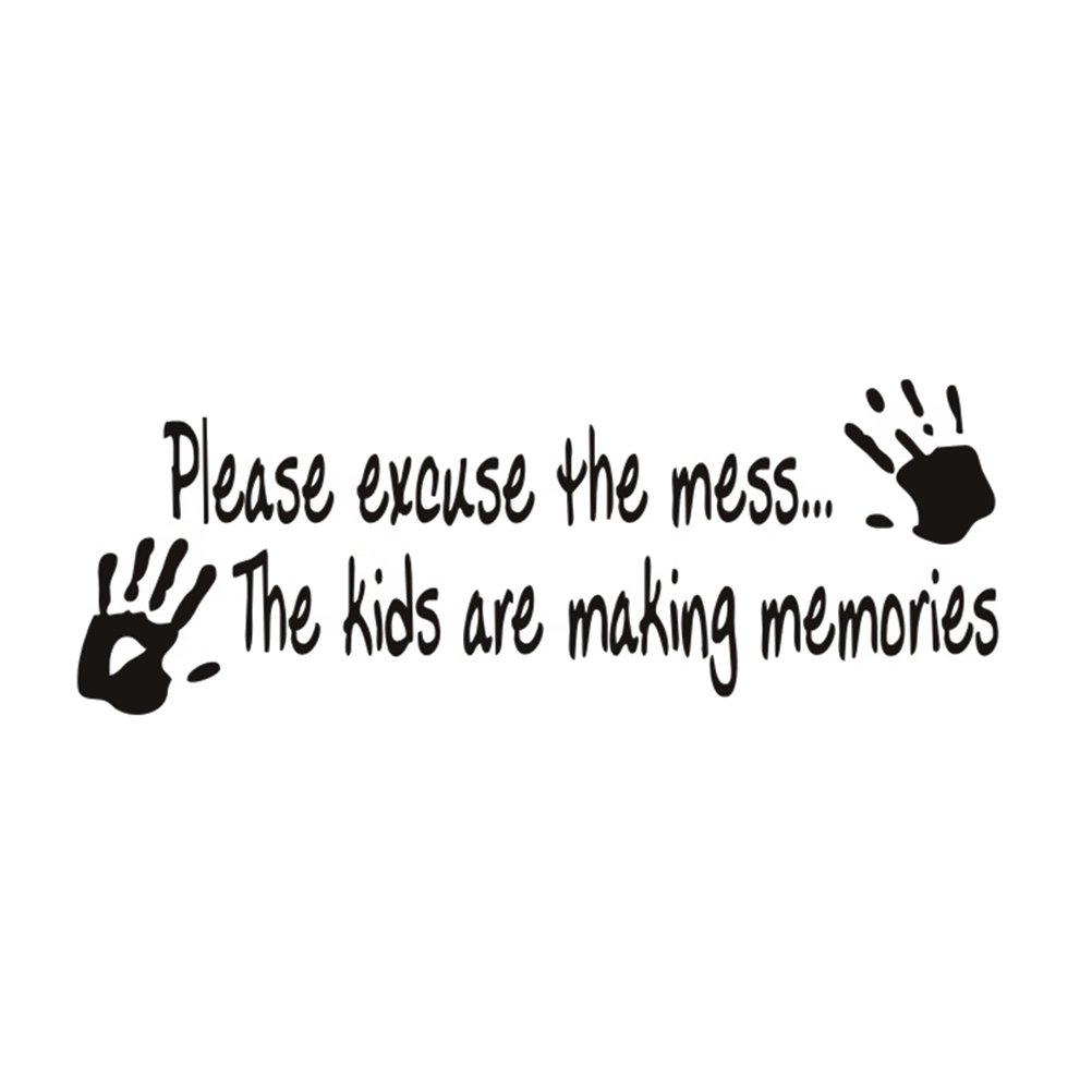 Amosfun Removable Wall Decals - 'Please Excuse The Mess' Art Murals for Living Room, Bedroom & Bathroom Decor | Home Wall Stickers for Apartment, Nursery & Office Decoration