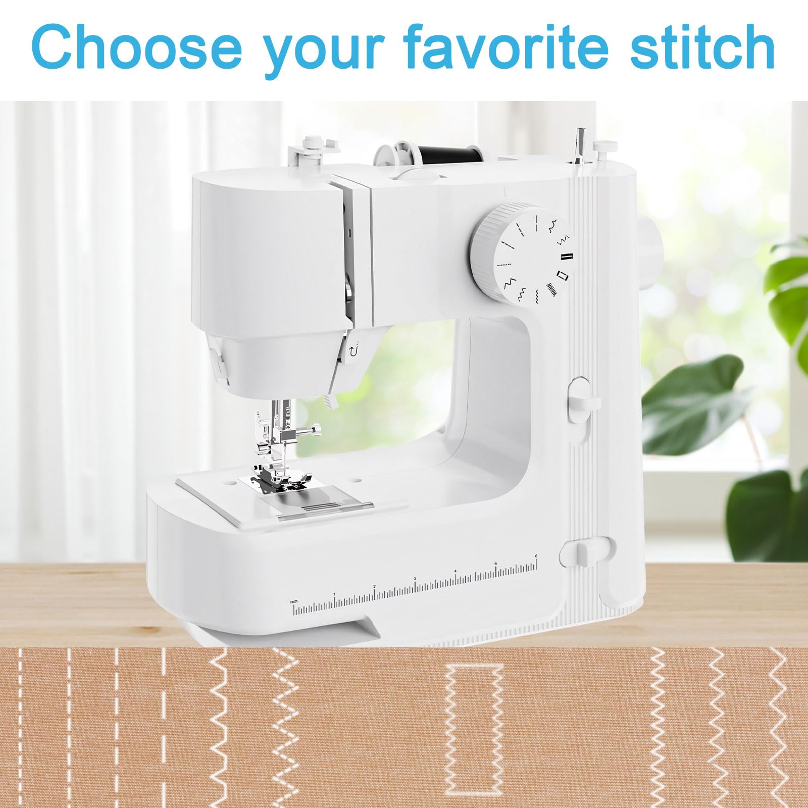 **Beginner Sewing Machine with Light - 12 Stitch Mini Sewing Machine, 2-Speed Adjustable, Forward & Reverse Knob - Easy to Use for Clothes, Fabrics, DIY Projects - Perfect for Home Tailoring & Crafting (White)**