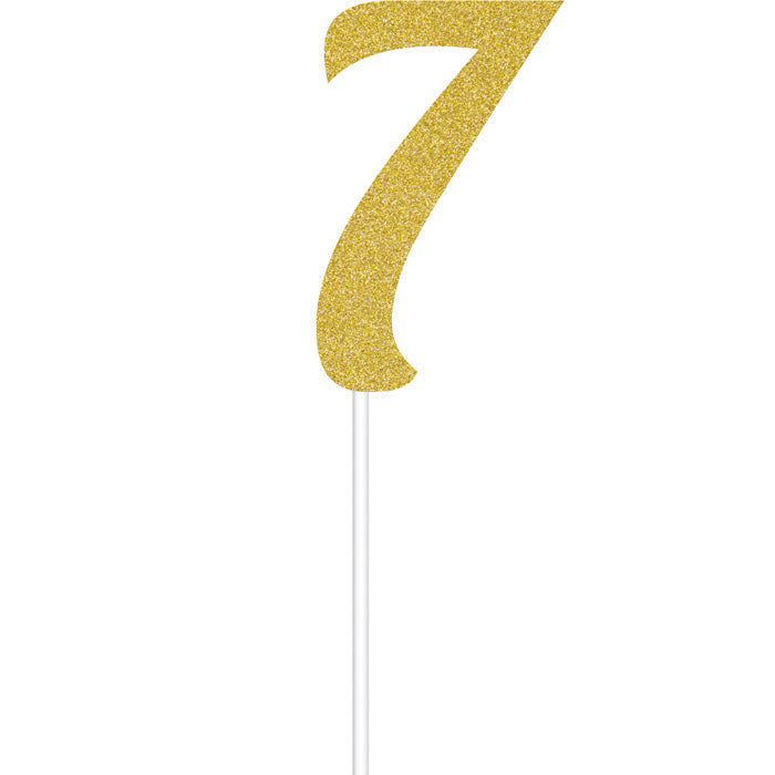 12-Piece Bulk Gold Glitter #7 Cake Toppers for Birthday, Wedding & Party Decorations - Premium Edible Cake Decorations for Bakers & Event Planners