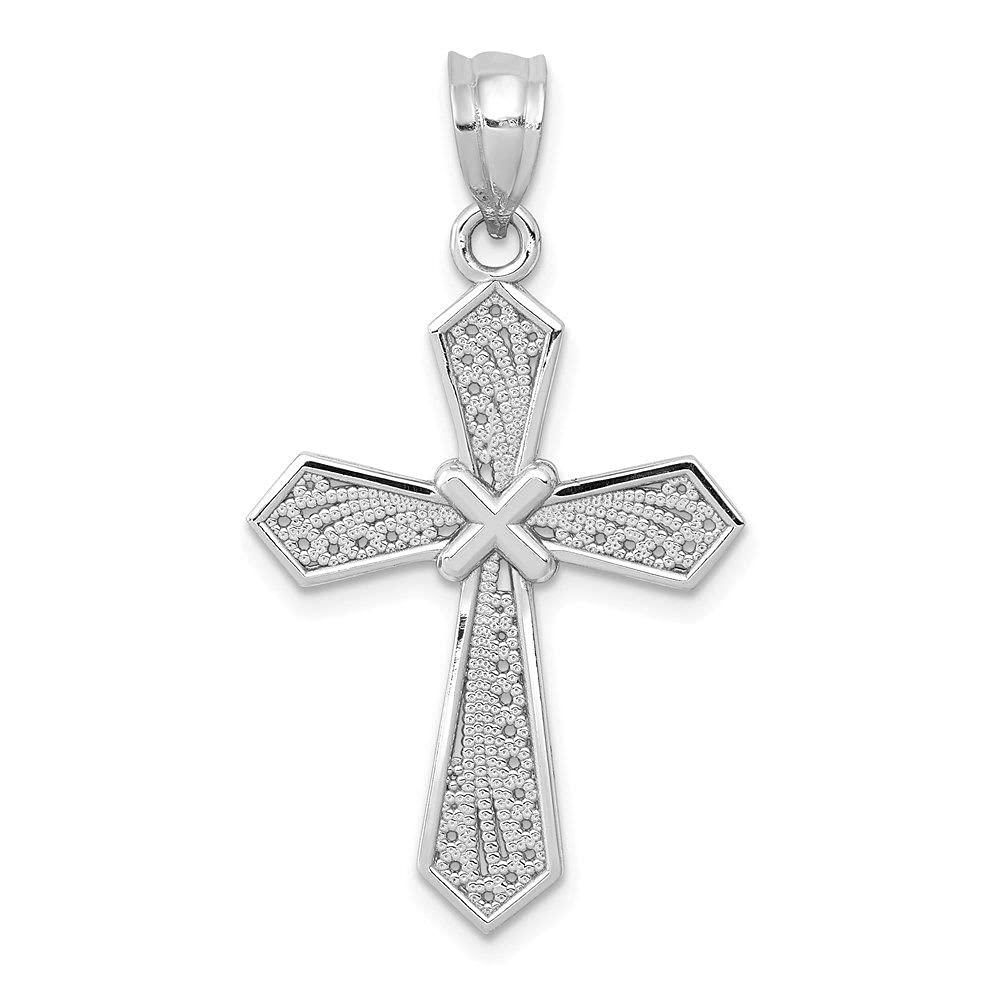 14k White Gold Passion Cross Pendant Necklace for Women - Elegant Religious Jewelry Gift for Baptism, Confirmation & Everyday Wear