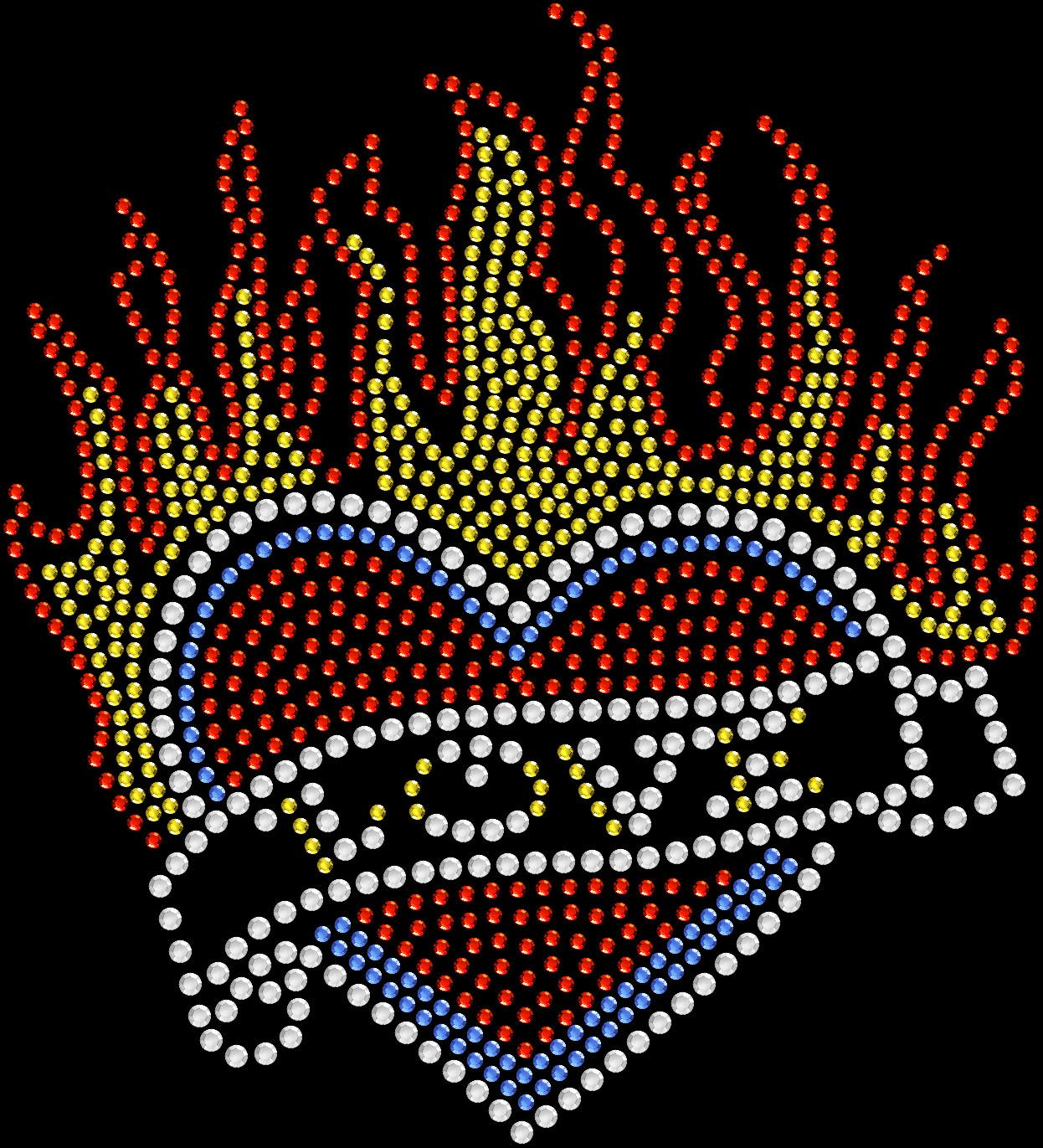 Rhinestone Iron On Transfer Patch - Sparkle Bling DIY Heart Love Fire Flames Design for T-Shirts, Jackets & Hats | Perfect for Custom Apparel, Costumes & DIY Crafts